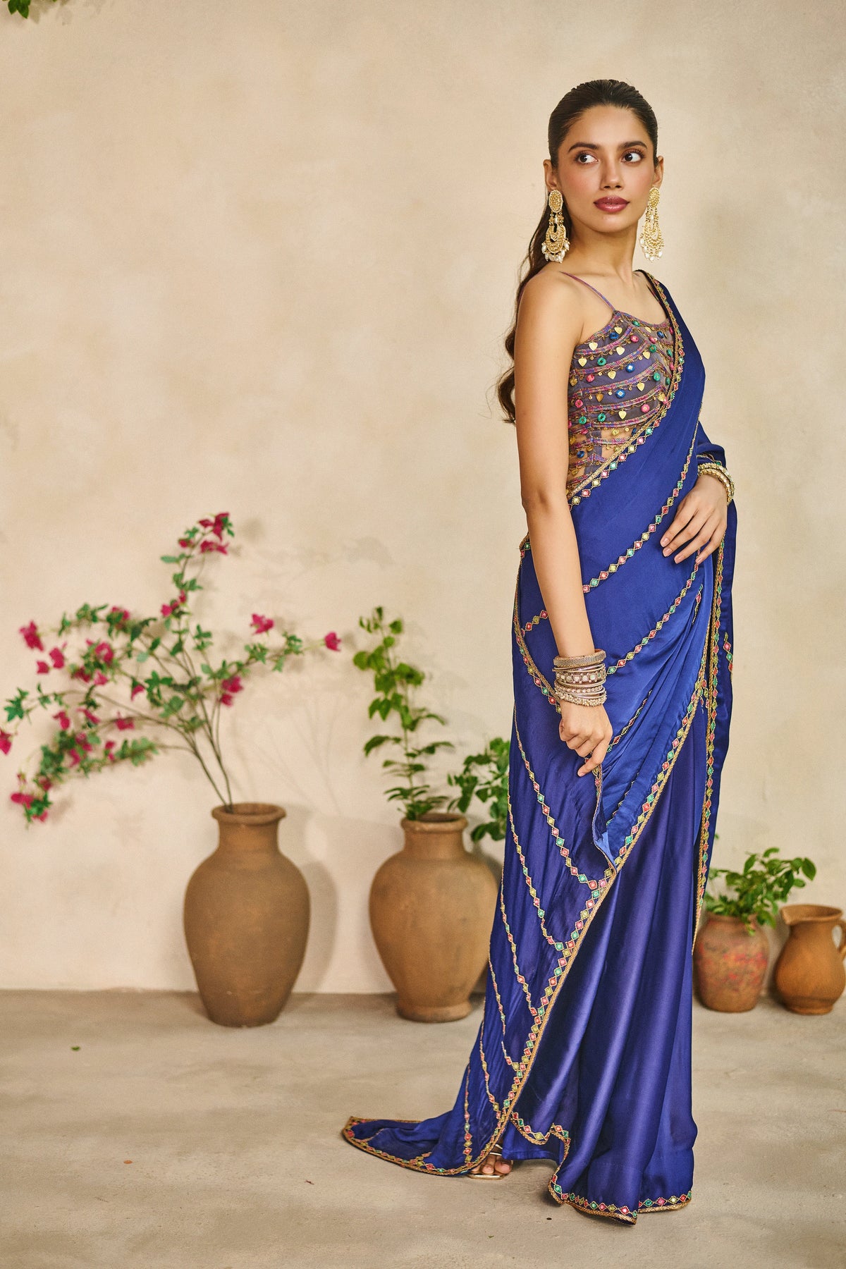 Neel banjaran trinkle saree