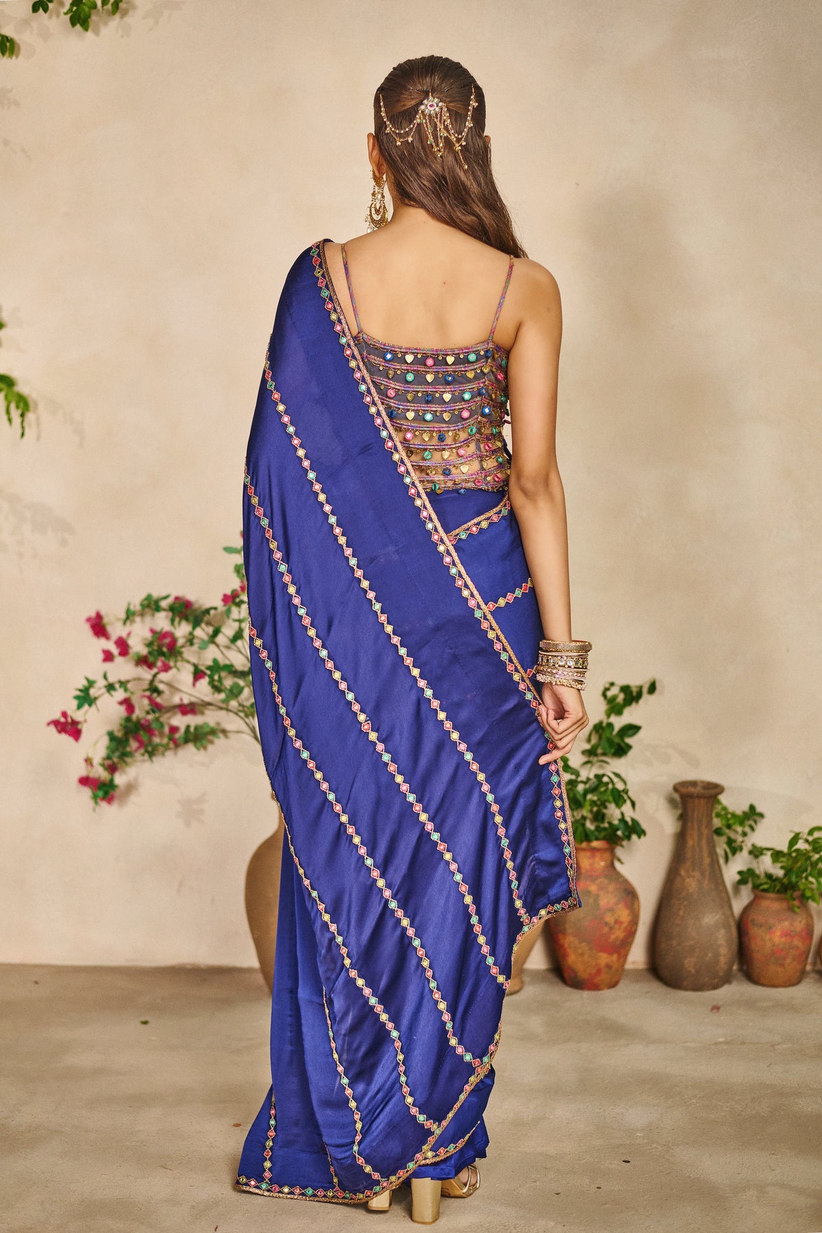 Neel banjaran trinkle saree