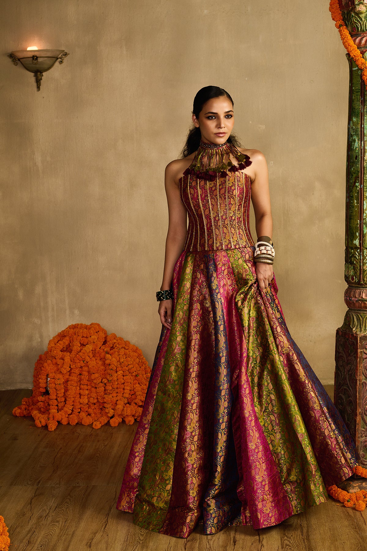 Gulaabi Haryali Lehenga Set
