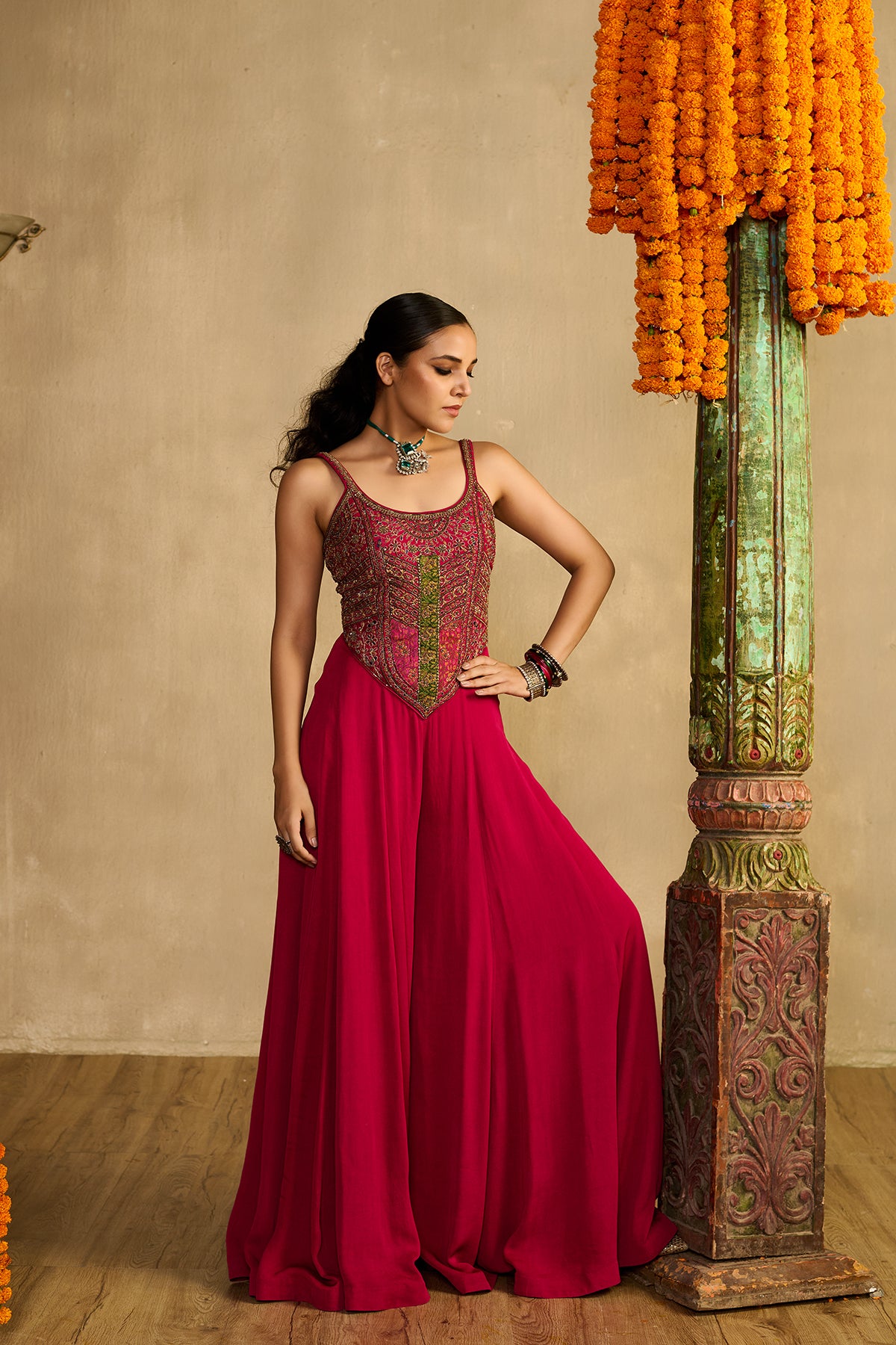 Rani pink Jumpsuit Set with cape