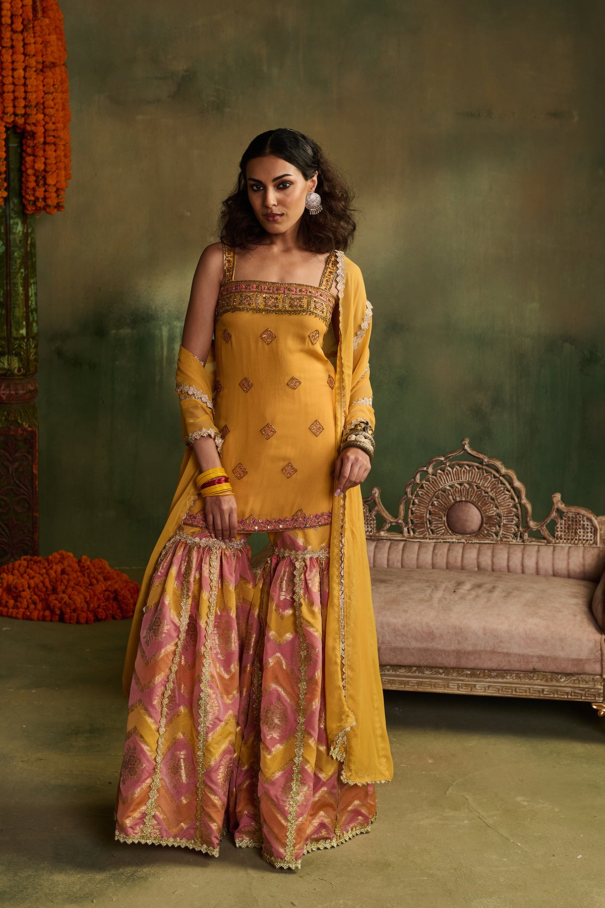 Sunlit Chevron Sharara Set