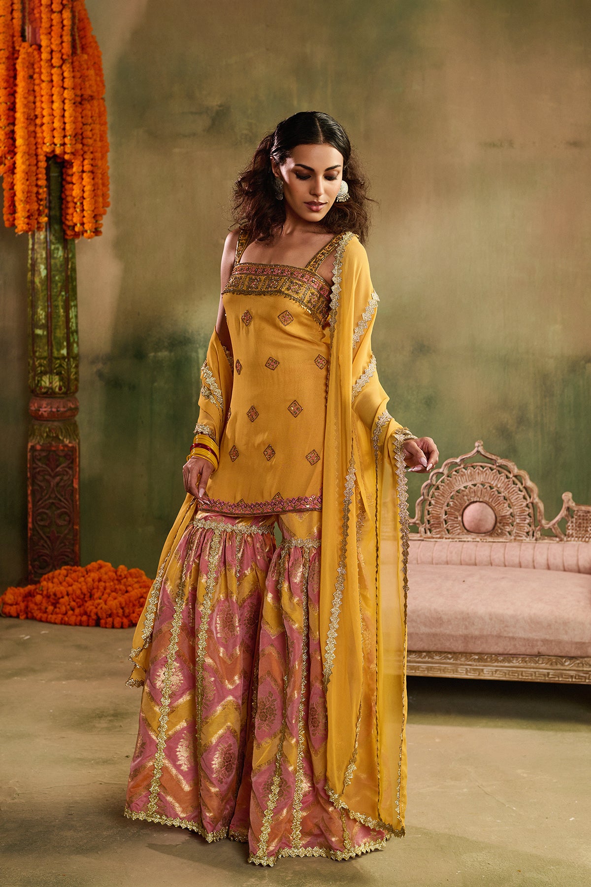 Sunlit Chevron Sharara Set