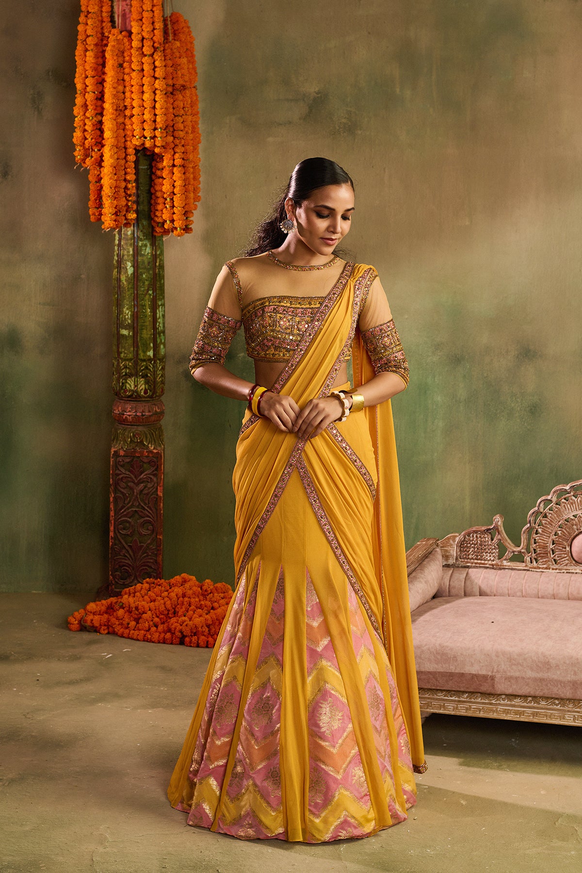 Genda glory lehenga set