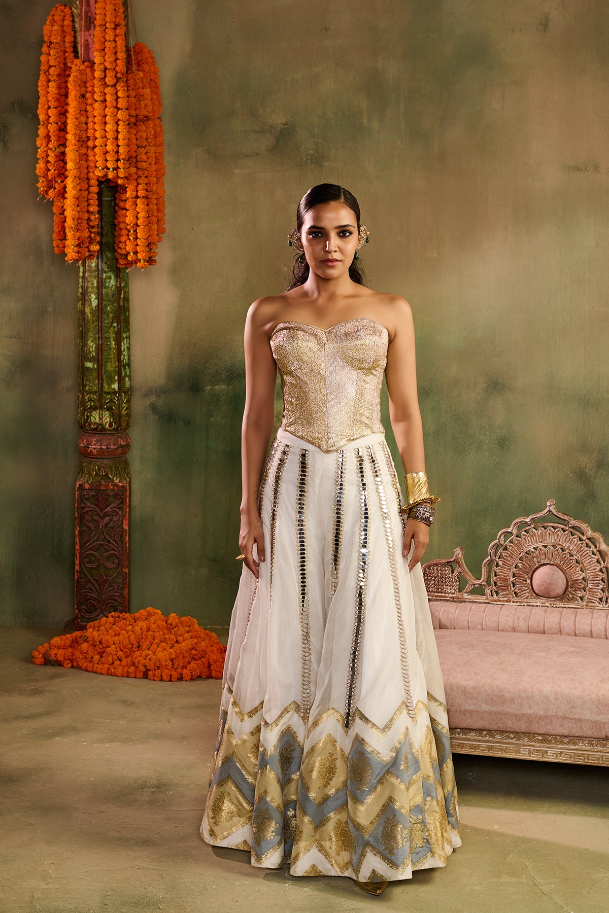 Chamkeeli ivory Sharara Set