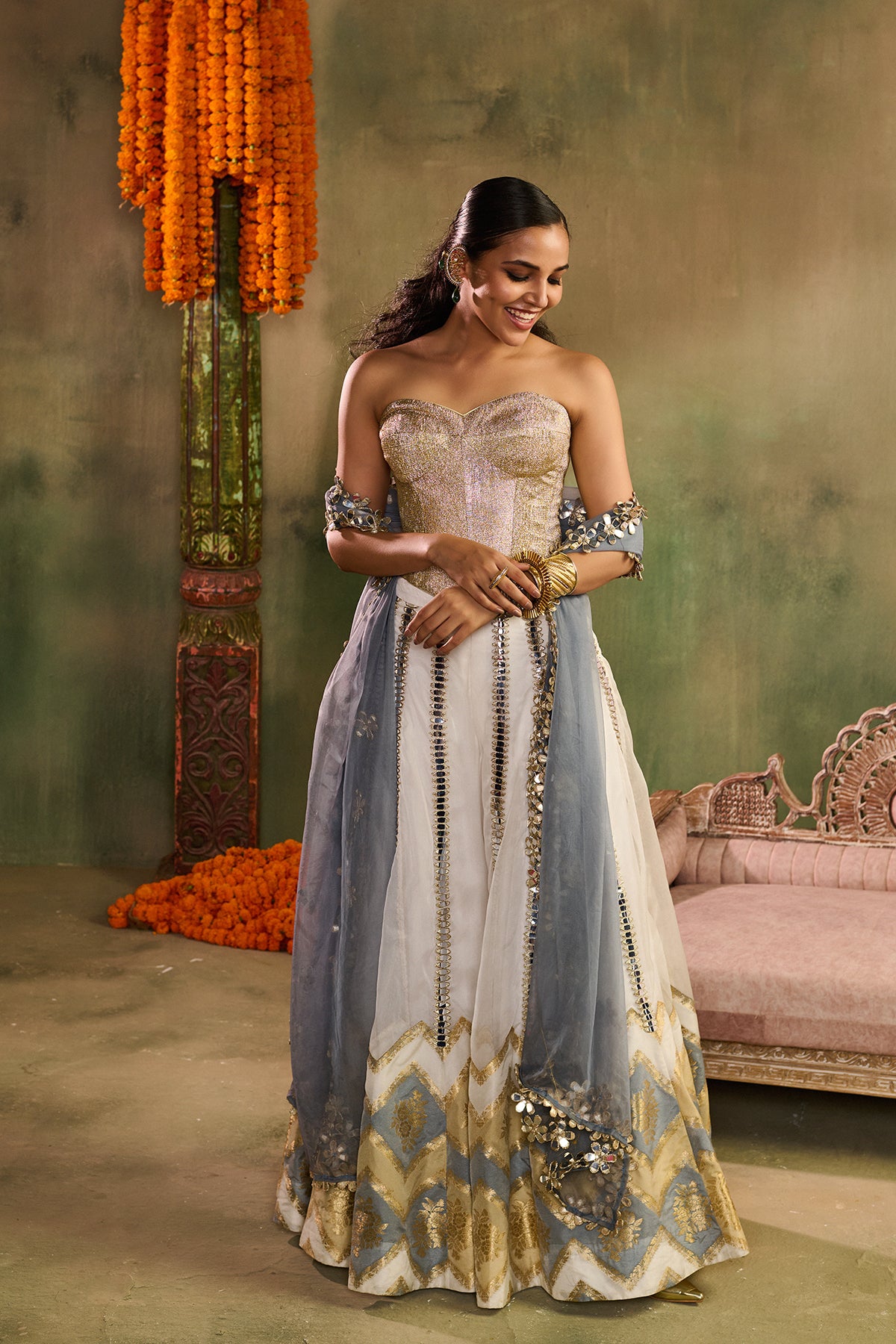 Chamkeeli ivory Sharara Set