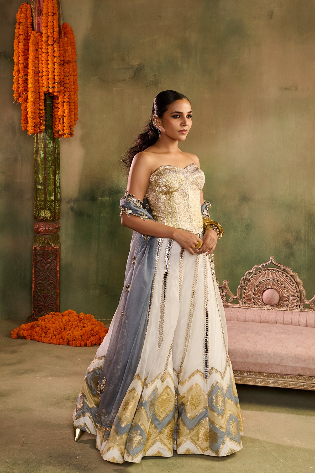 Chamkeeli ivory Sharara Set