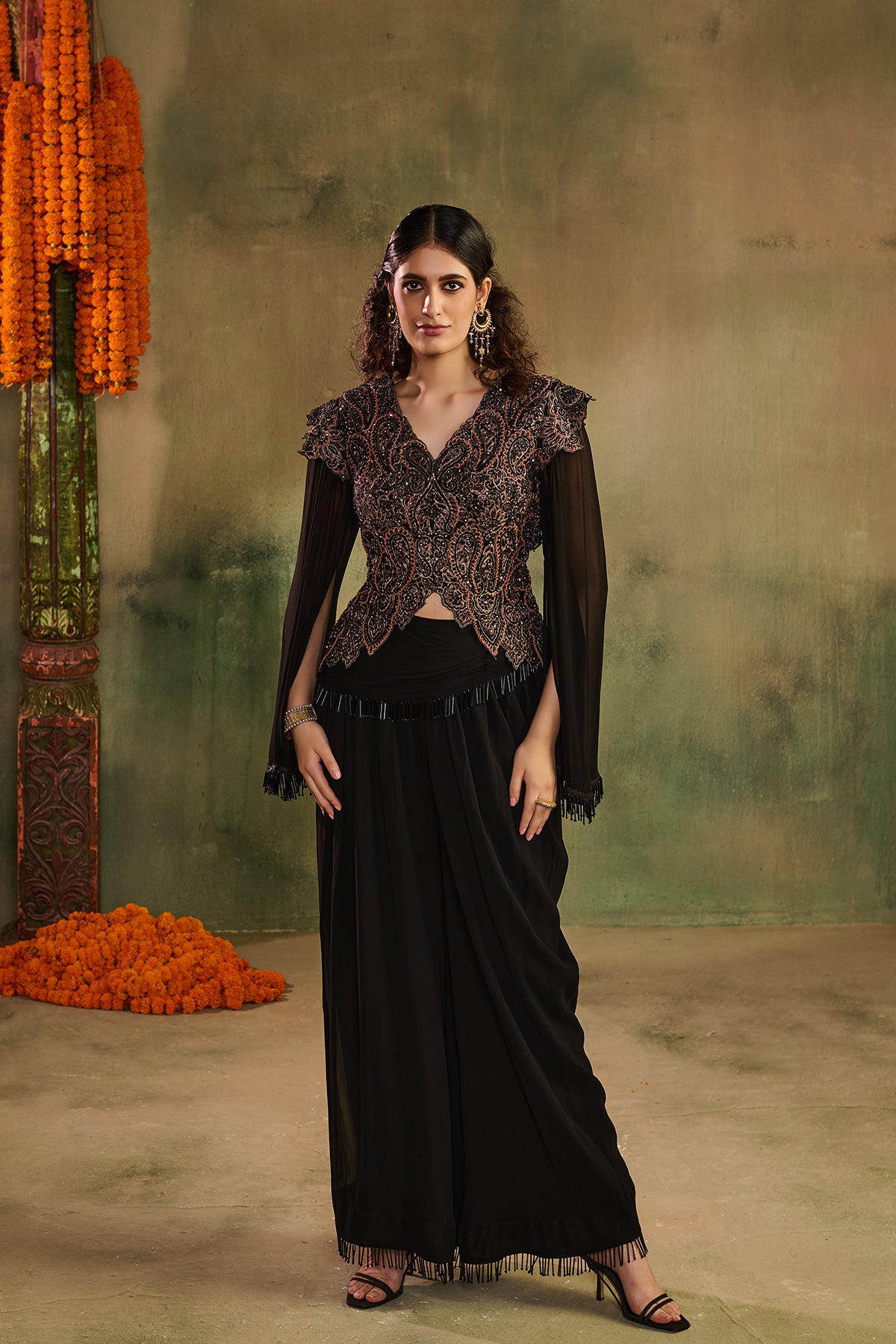 Zar blouse drape skirt set