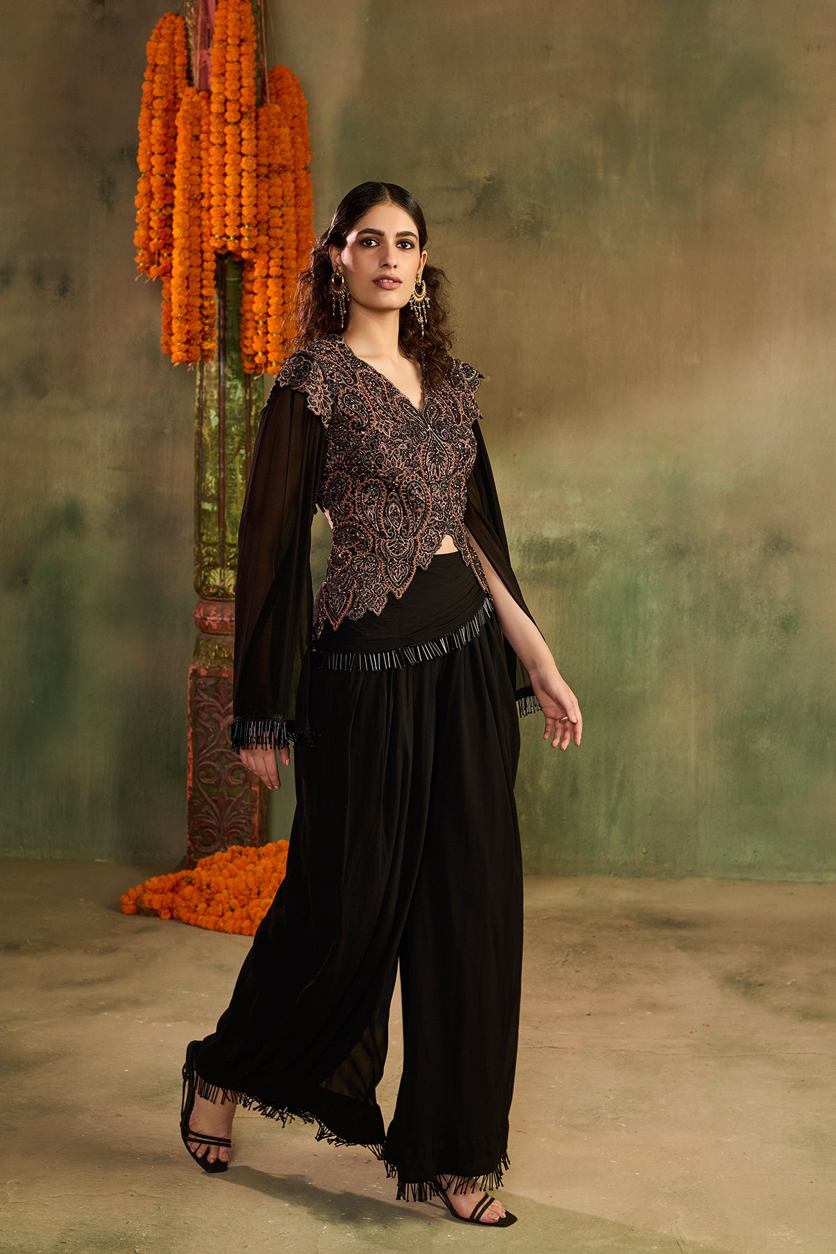 Zar blouse drape skirt set