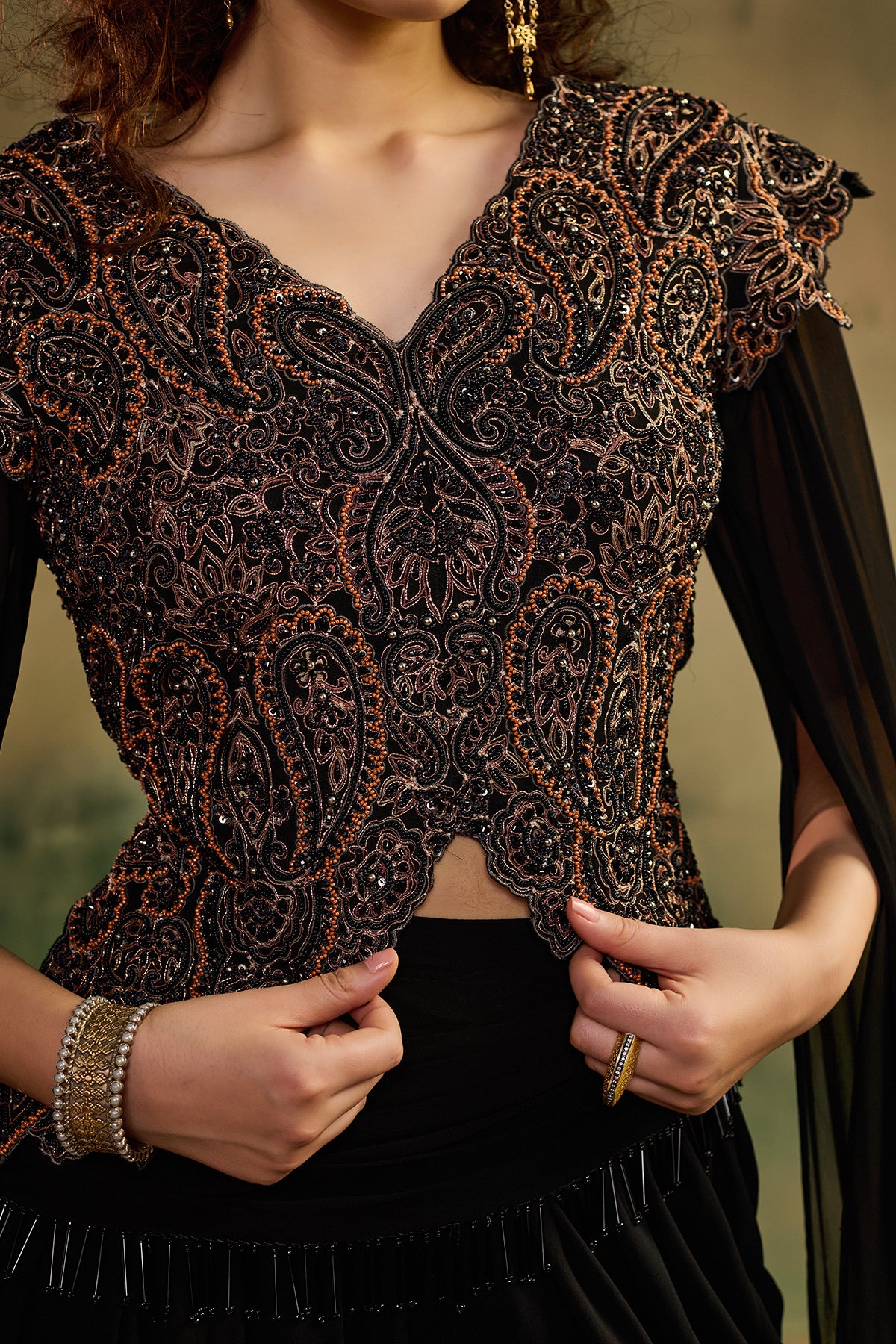 Zar blouse drape skirt set