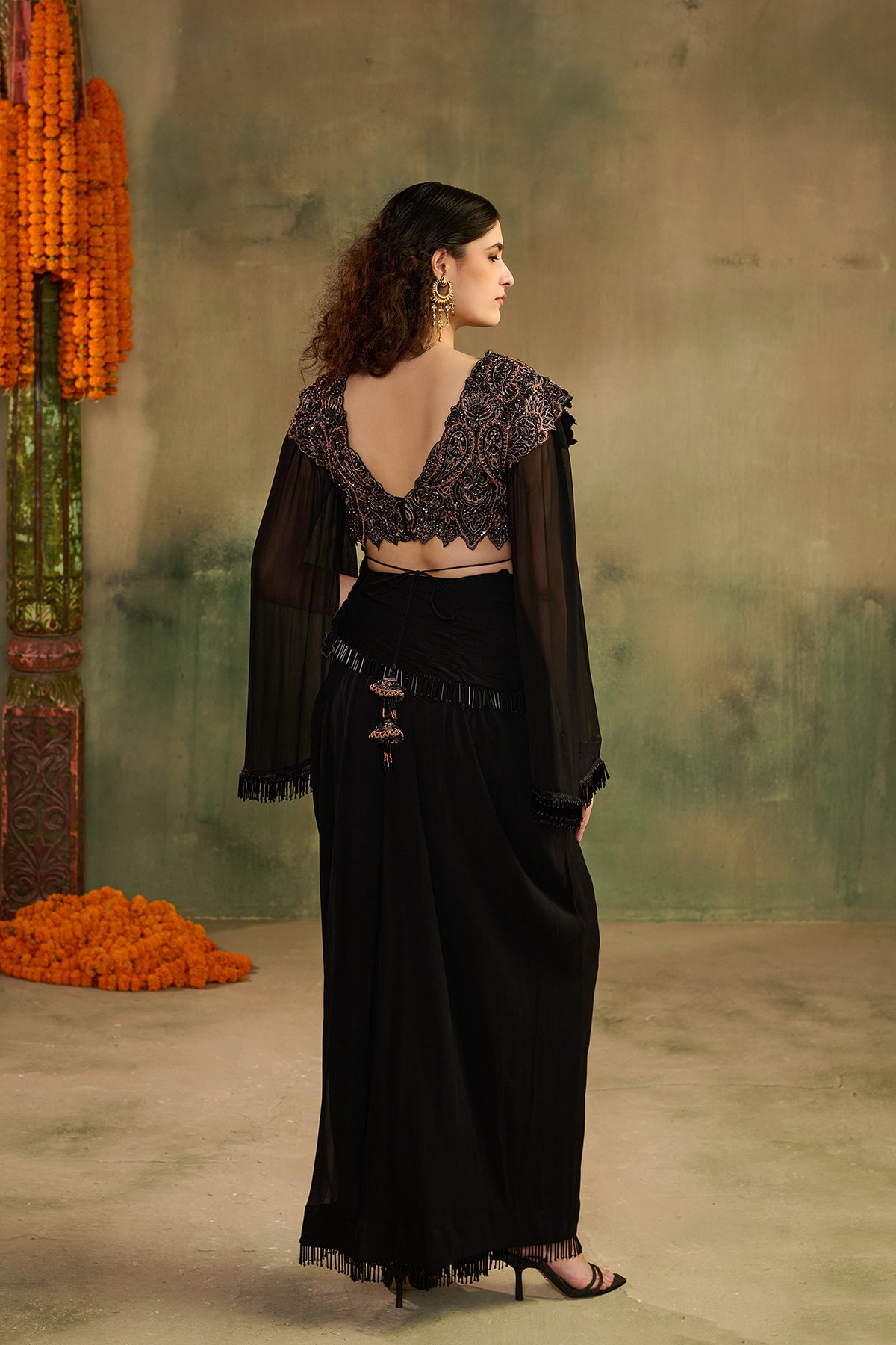 Zar blouse drape skirt set