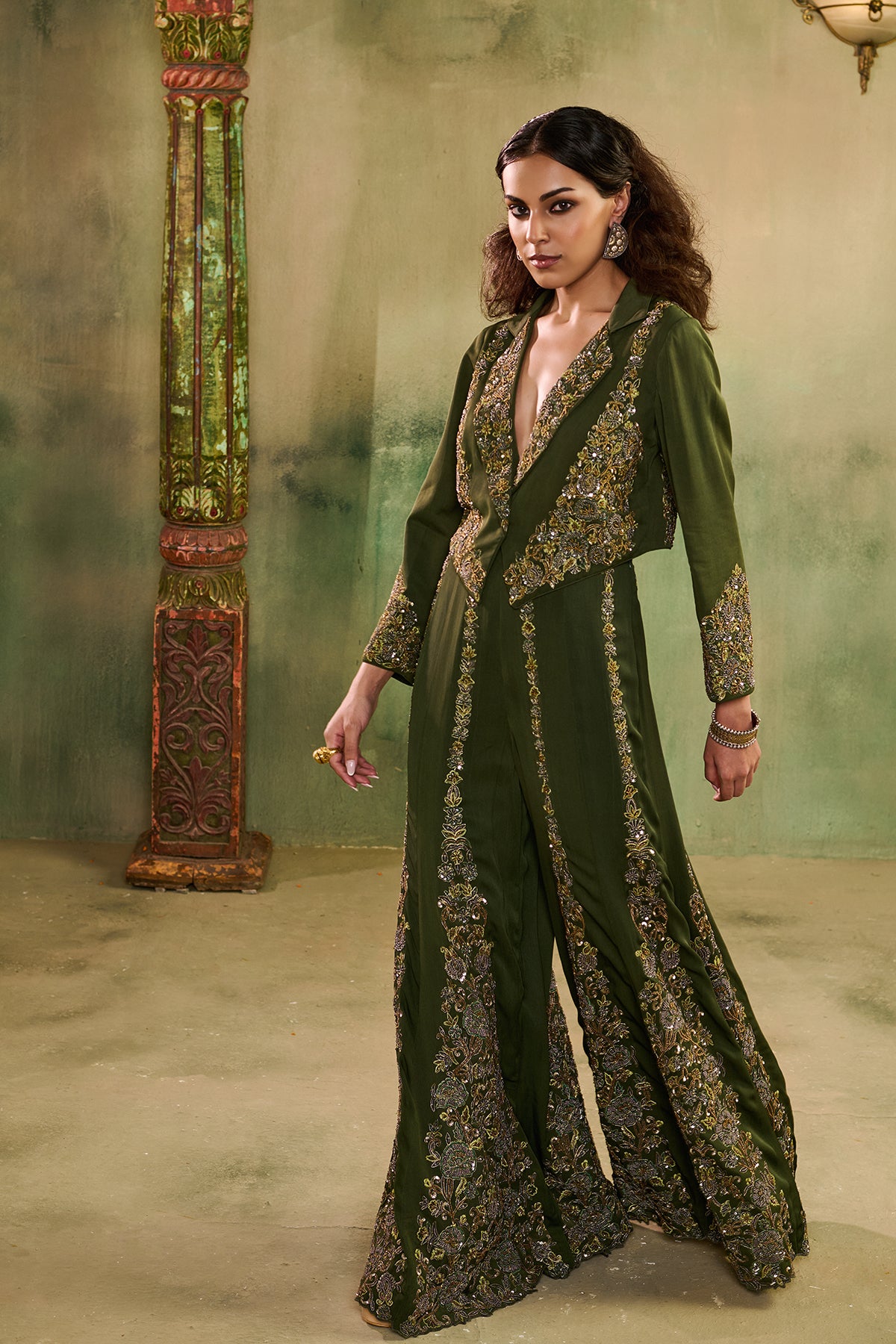 Raabta mehendi Jacket Sharara Set