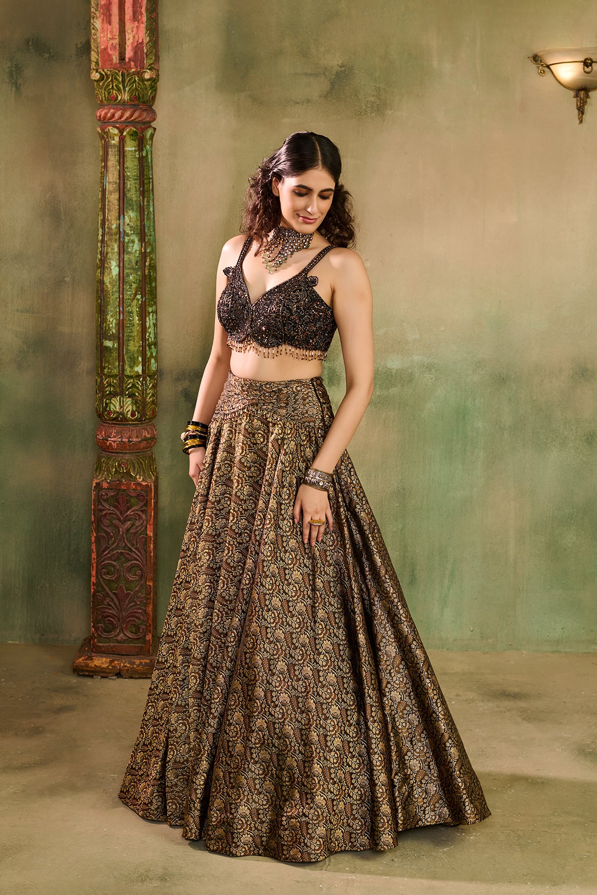 Tassel Tara black Lehenga Set