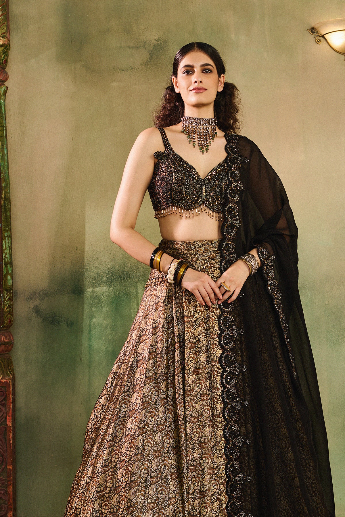 Tassel Tara black Lehenga Set