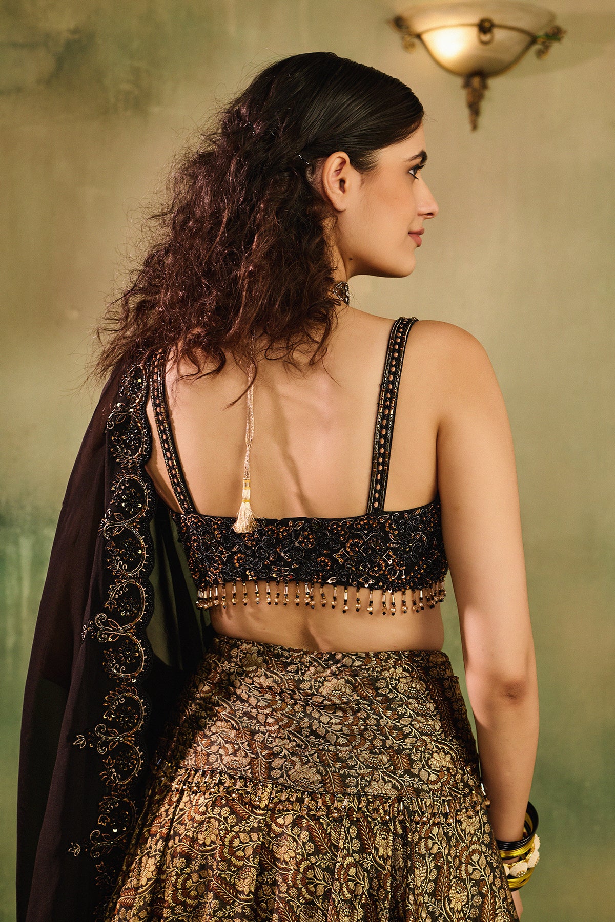 Tassel Tara black Lehenga Set
