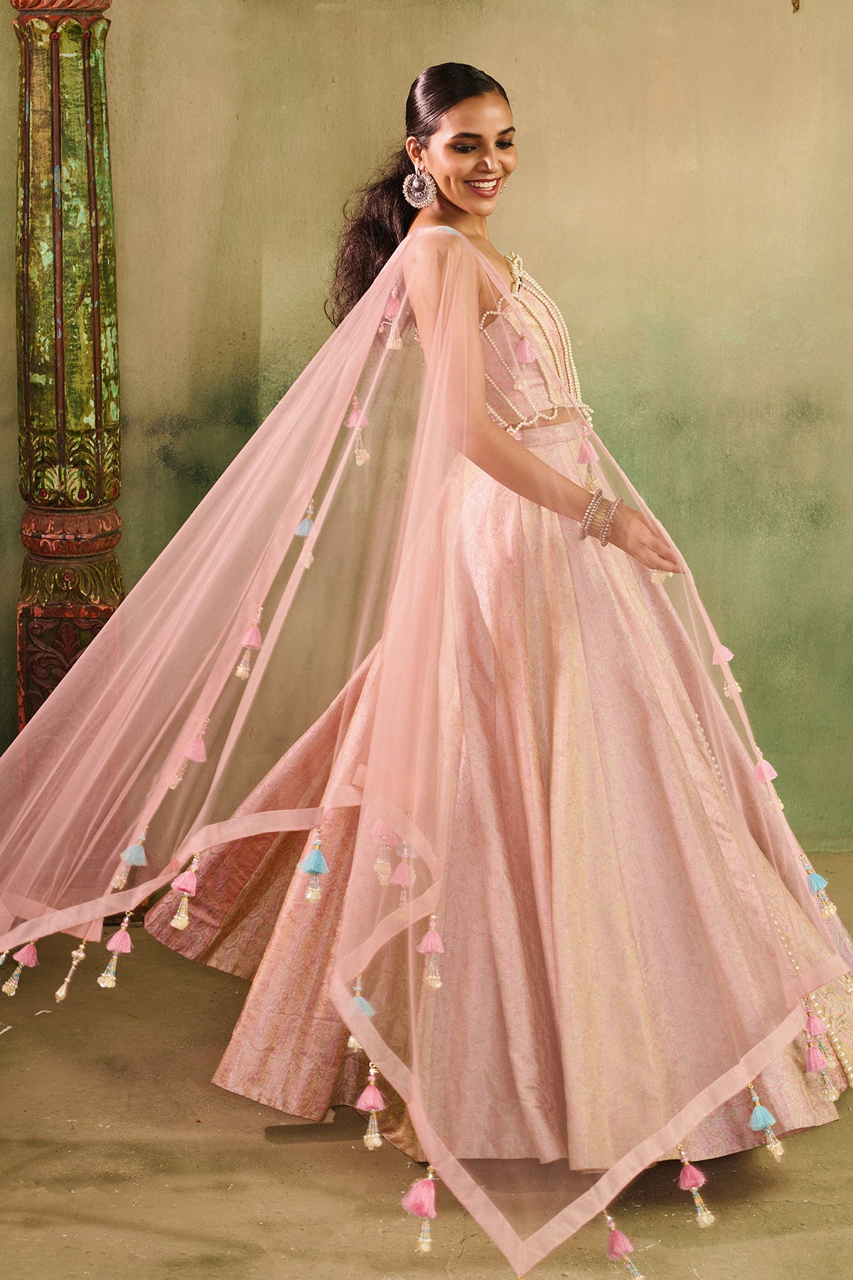 Rose paisley lehenga corset set