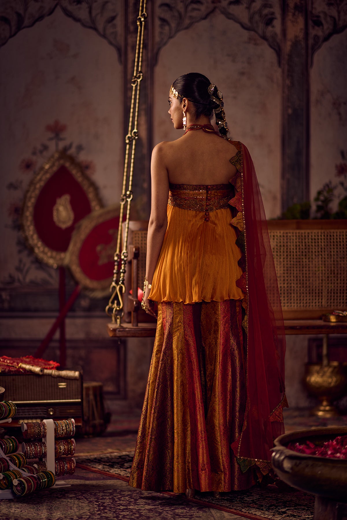Kesariya Rang Peplum Tube Set