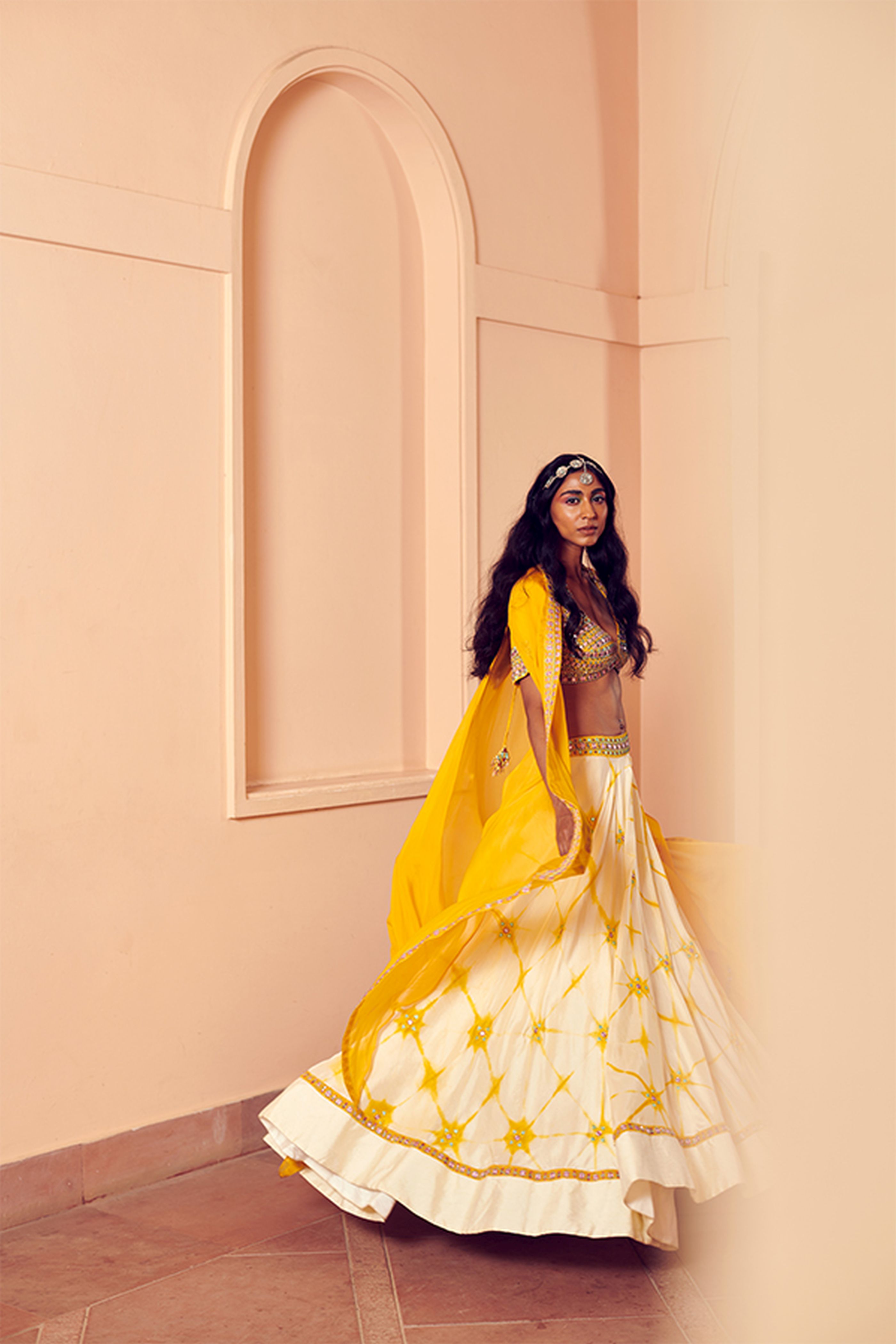 Yellow Lehenga Cape Set