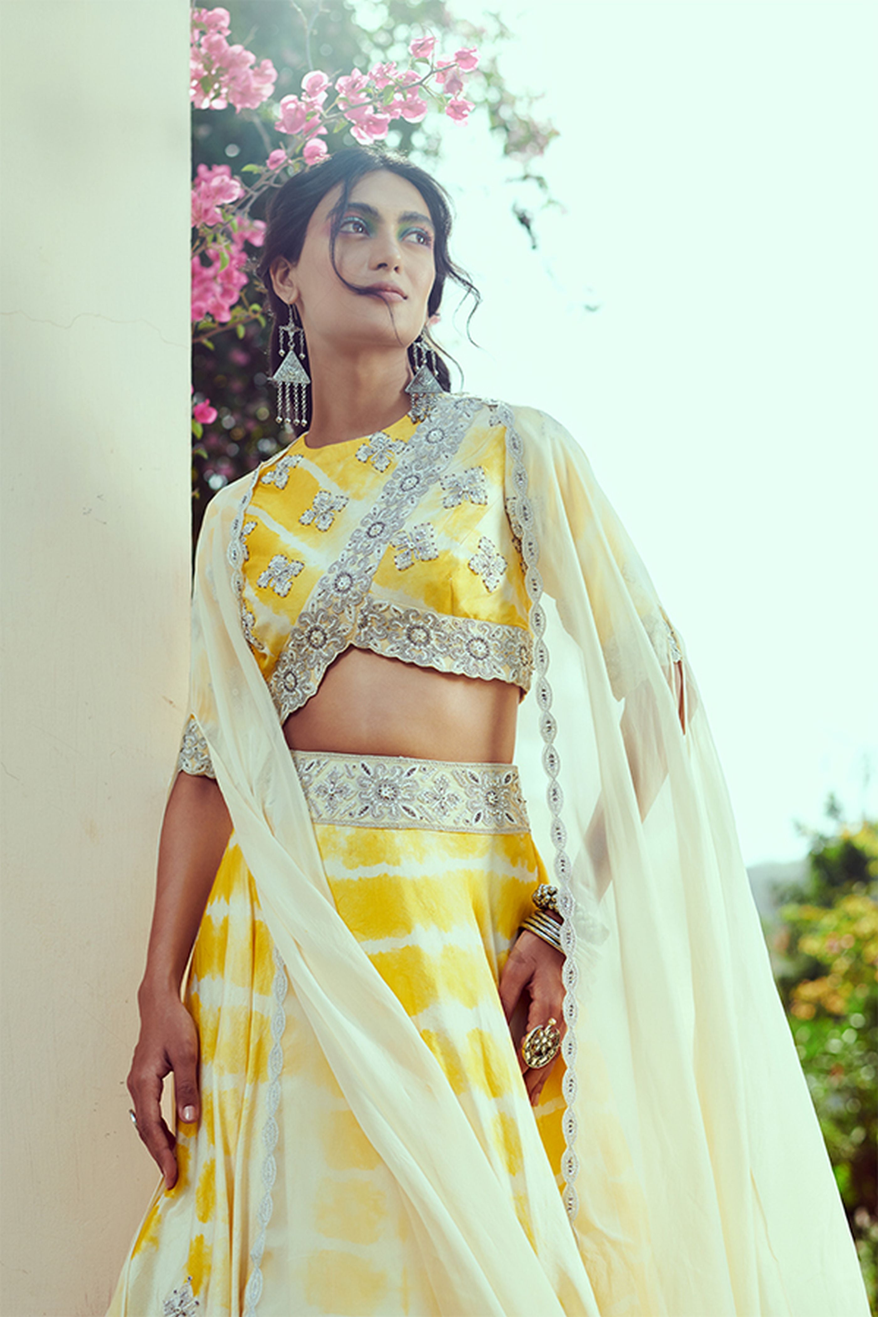 Yellow Tie-Dye Lehenga Set