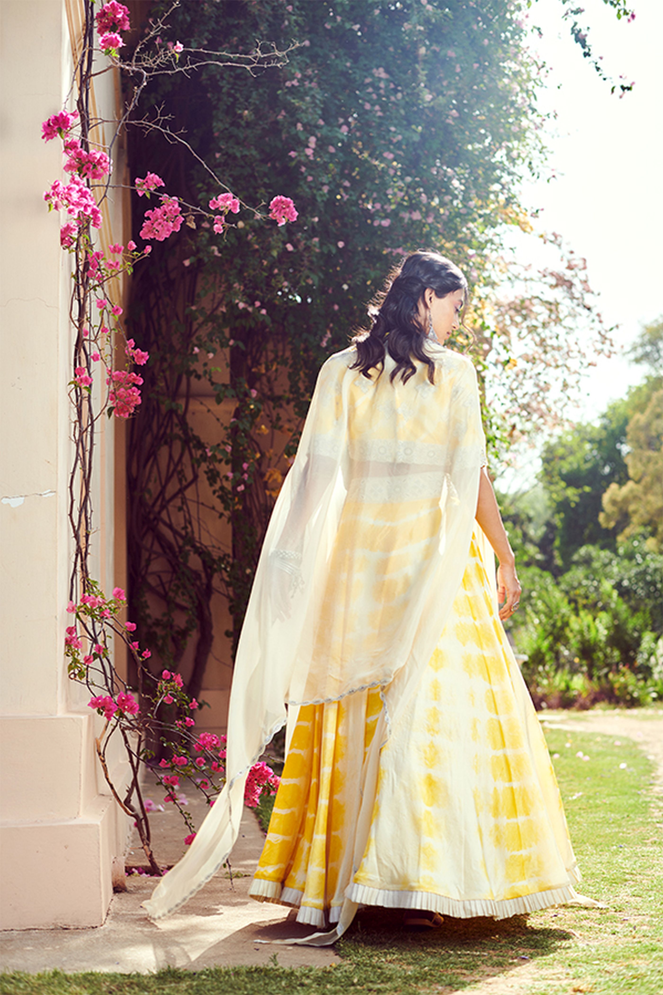 Yellow Tie-Dye Lehenga Set