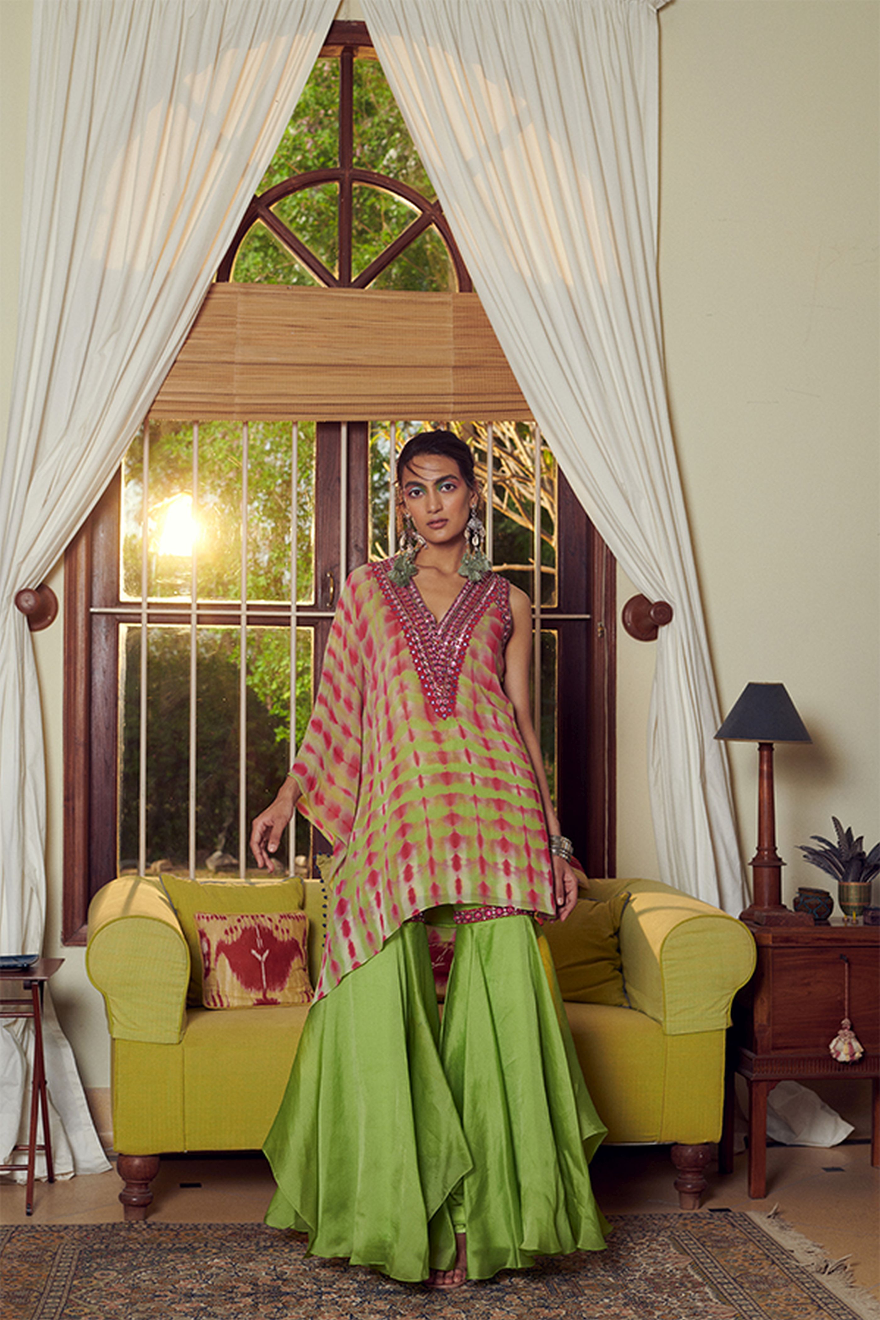Lime Green Kaftan Set