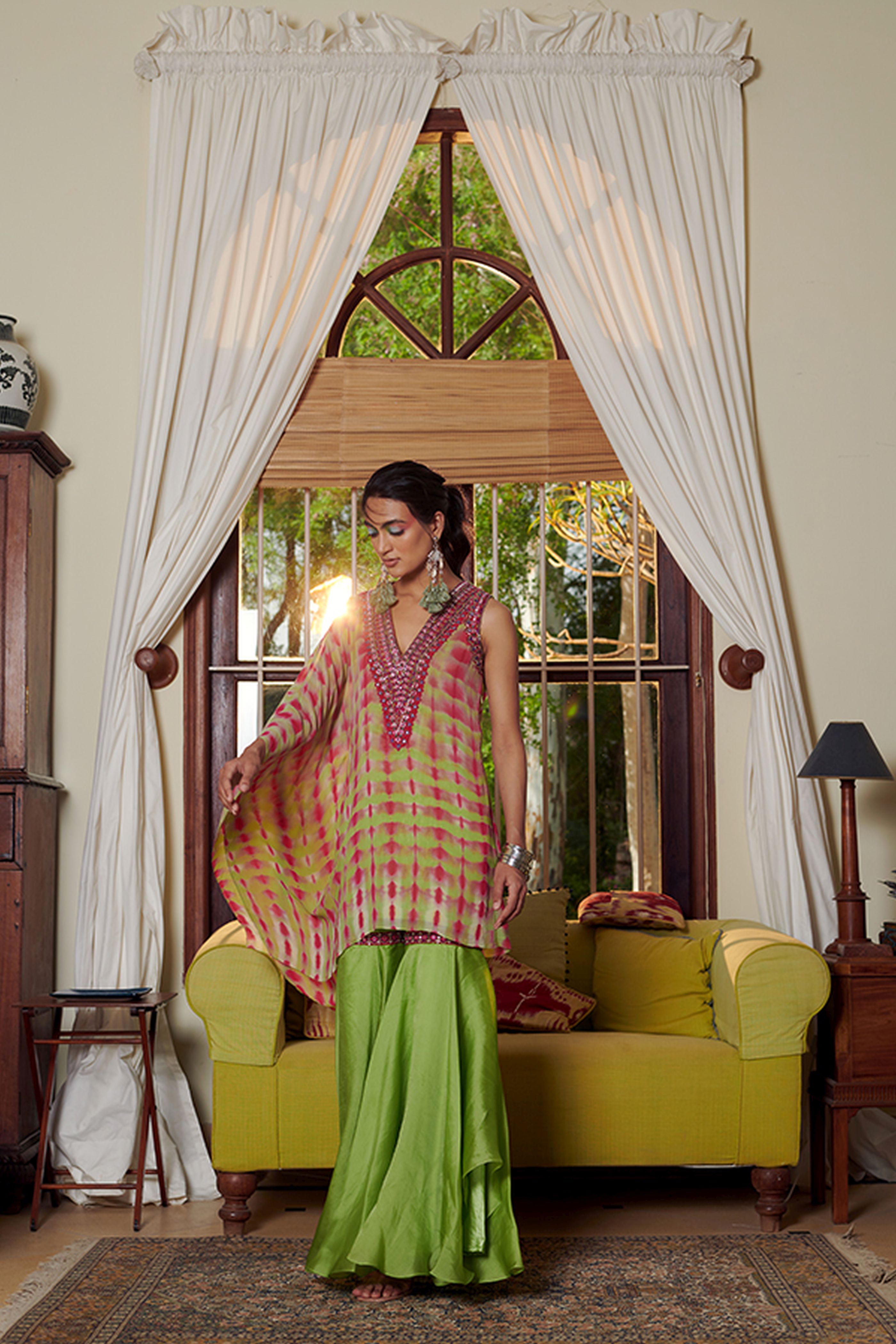Lime Green Kaftan Set