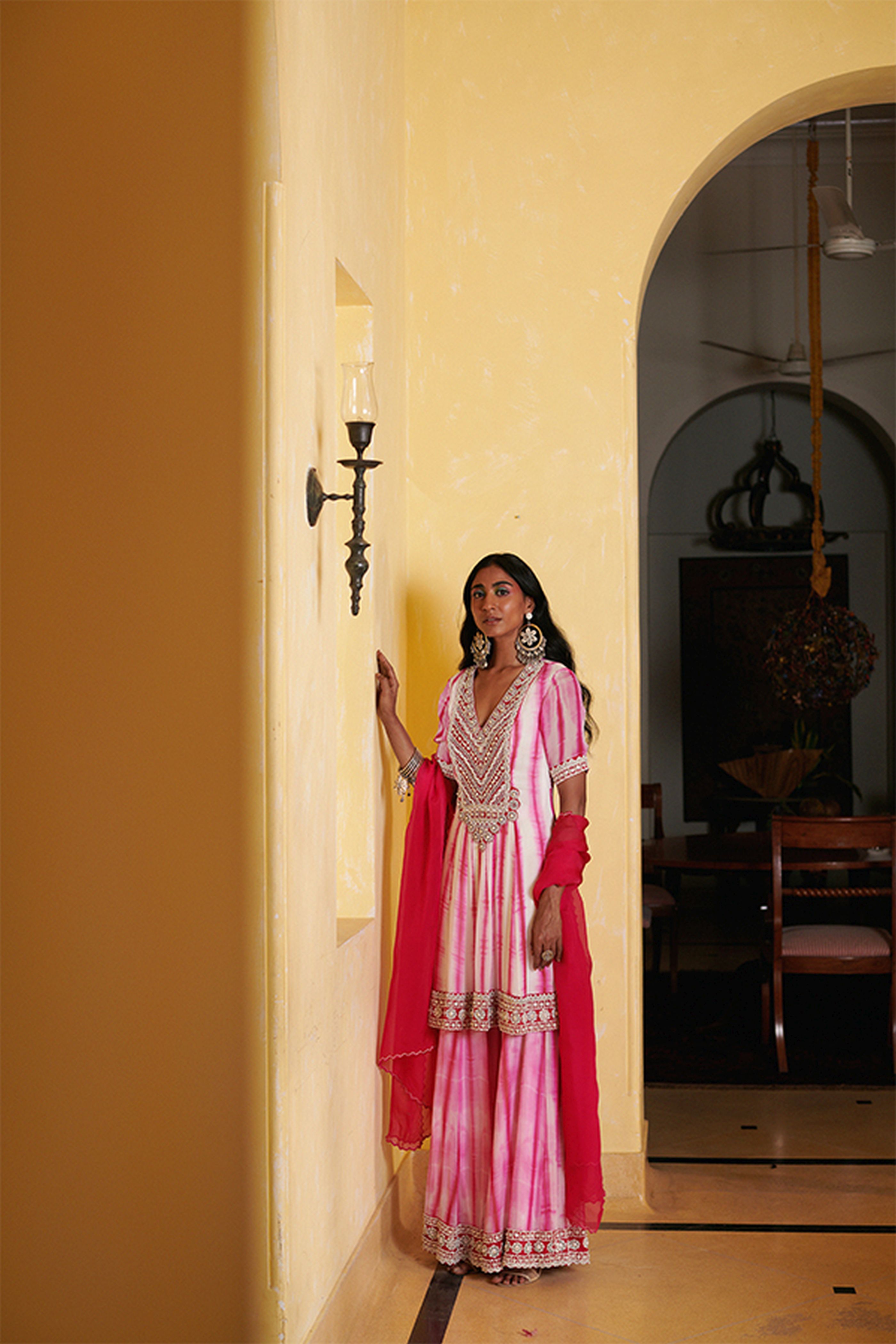 Pink Tie-Dye Gharara Set