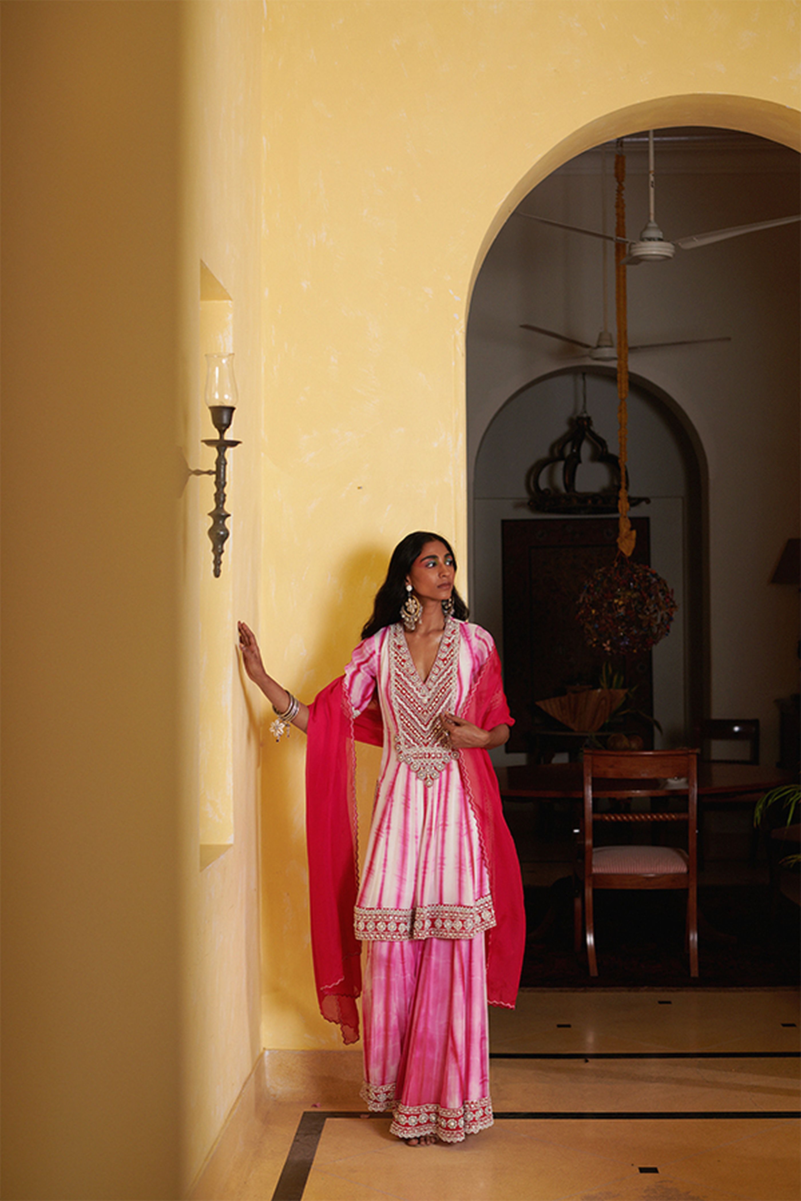 Pink Tie-Dye Gharara Set