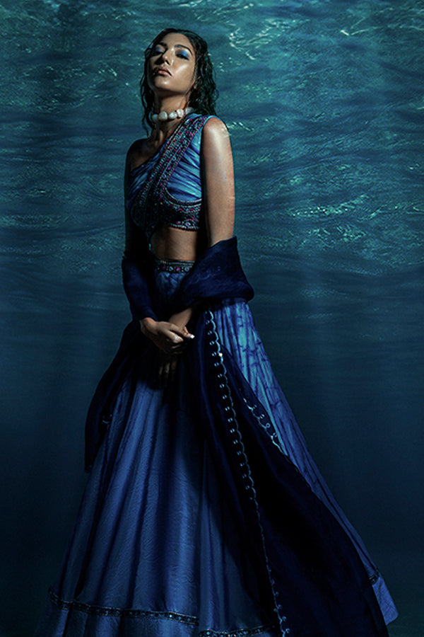 Blue Tie & Dye Lehenga Set