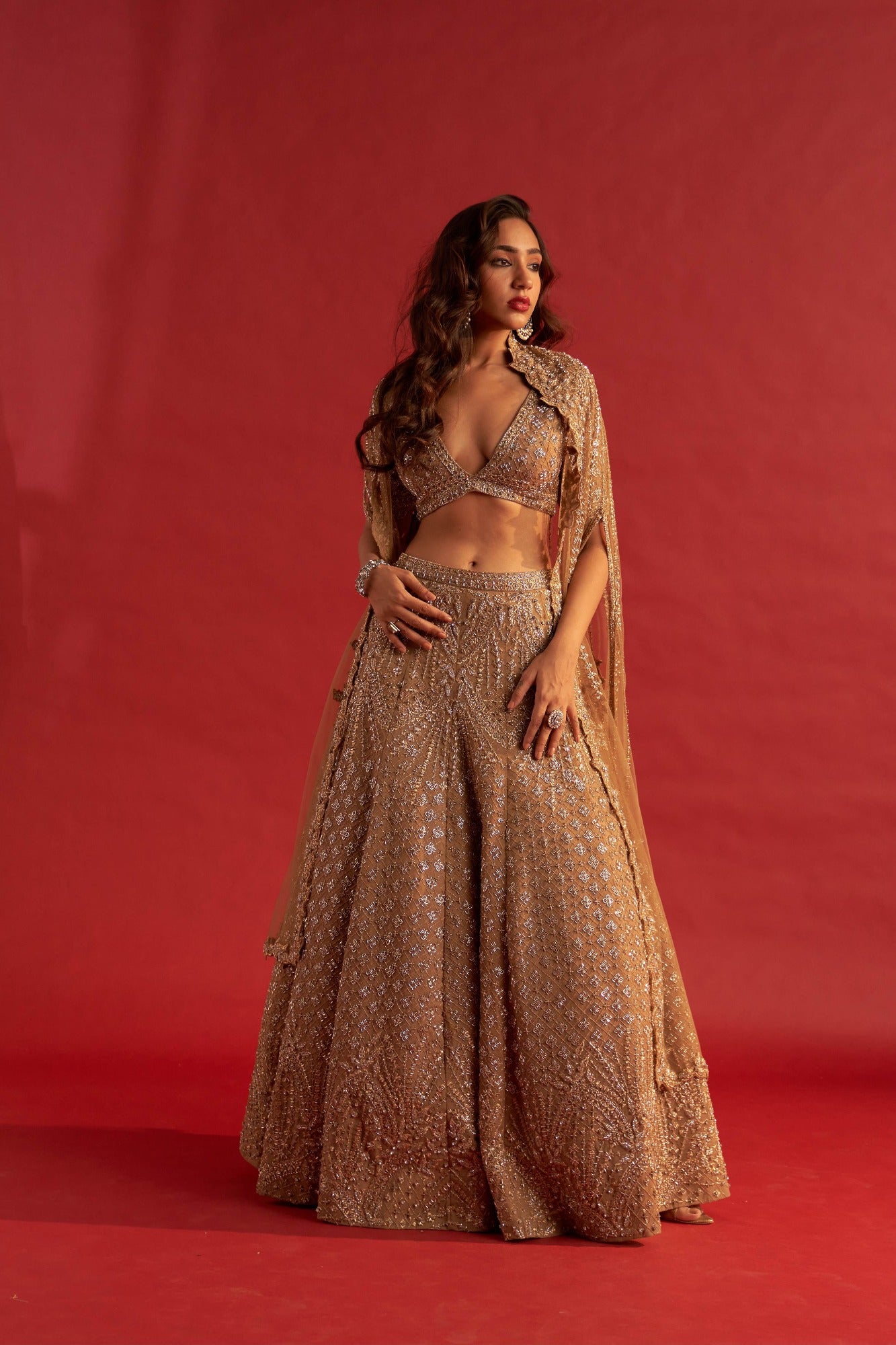 Caramel Gold Lehenga Set