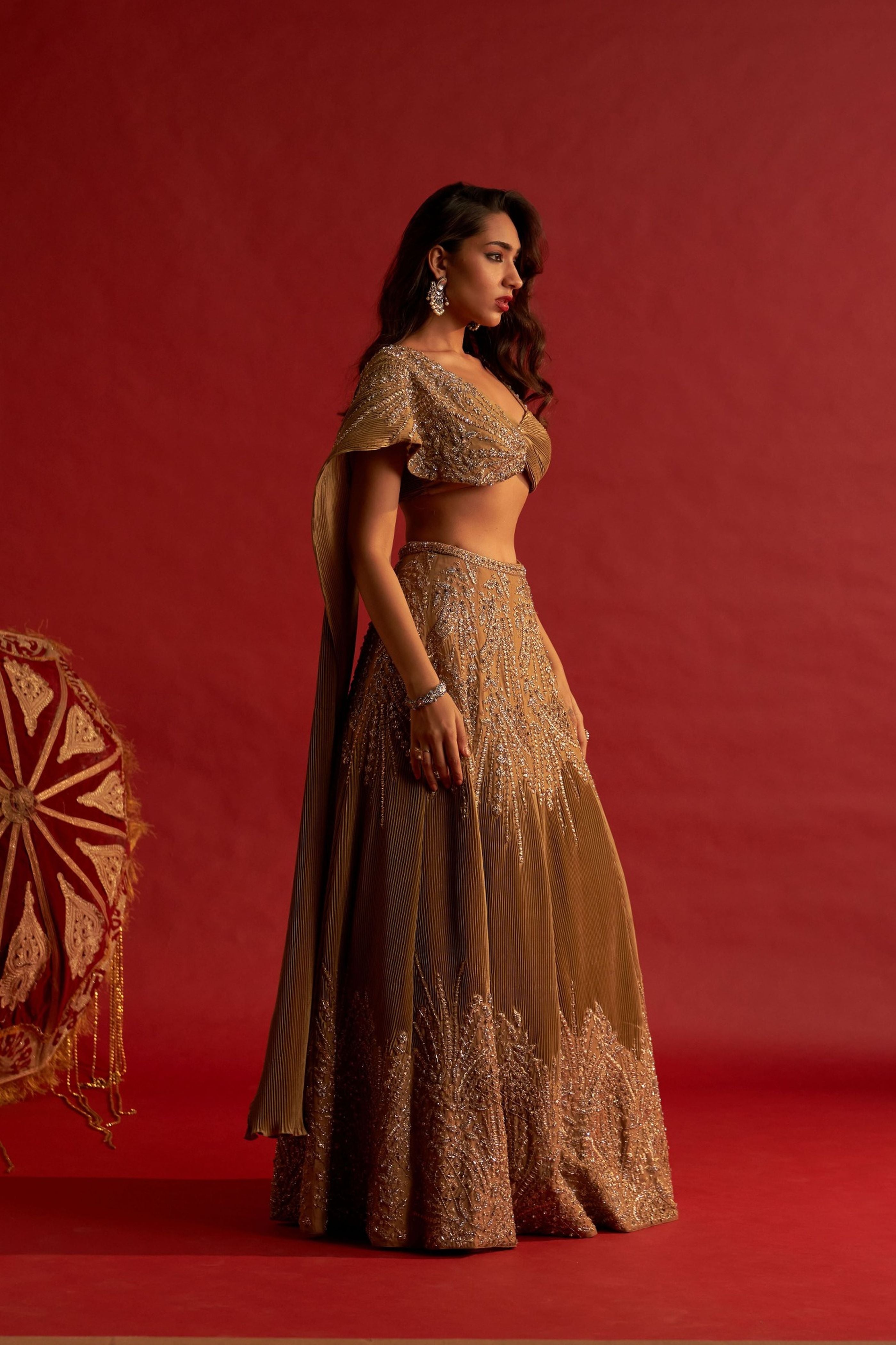Gold Butterfly Lehenga Set