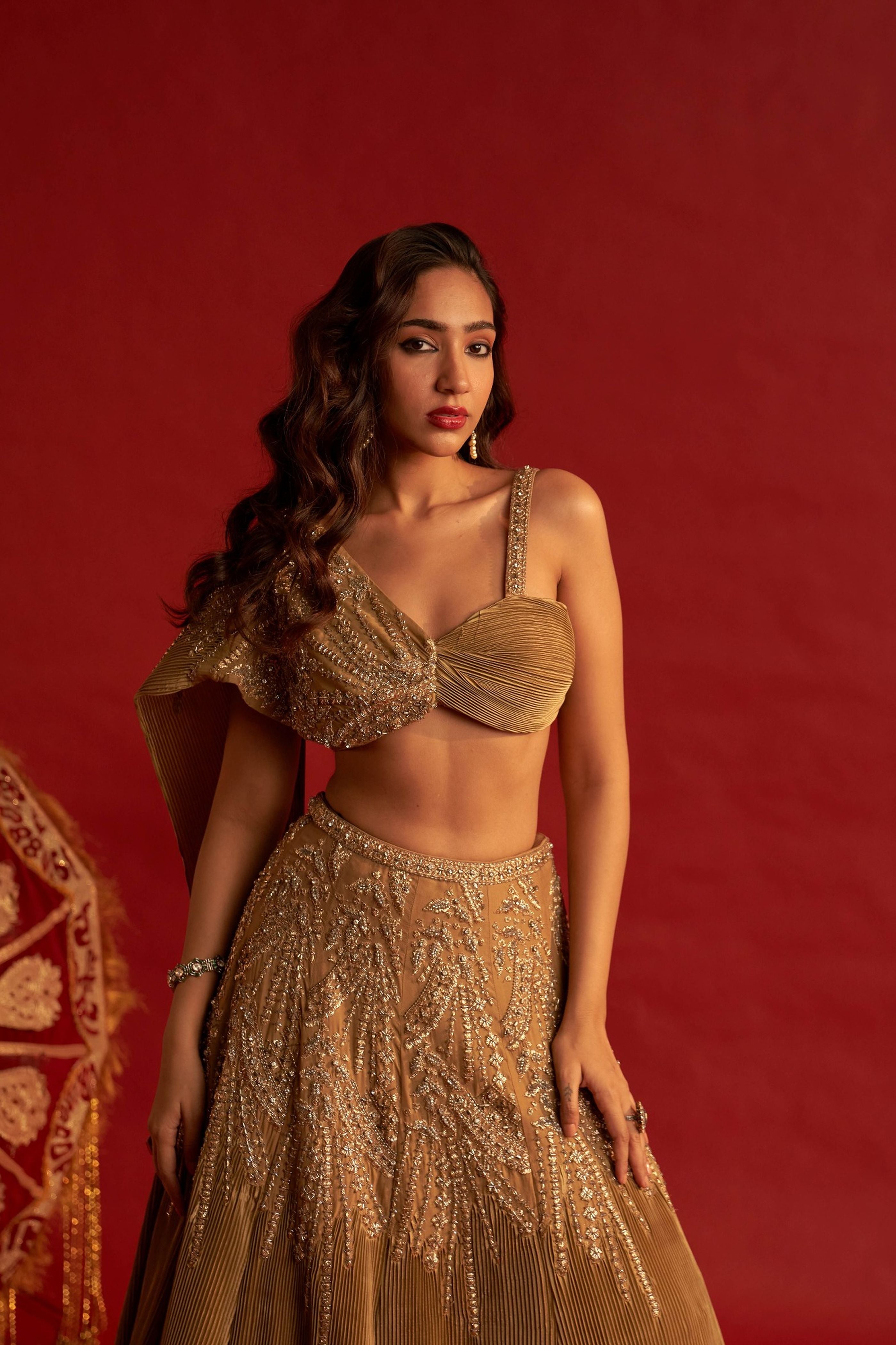 Gold Butterfly Lehenga Set