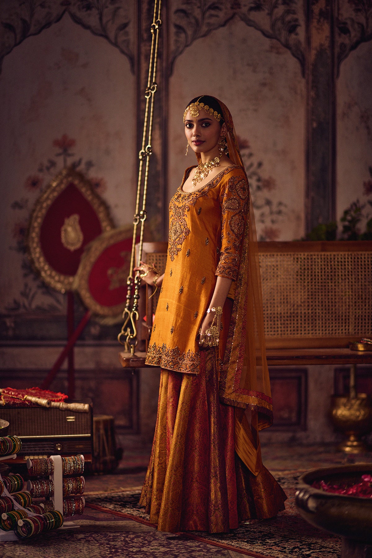 Zardozi Kesari Kurta sharara Set