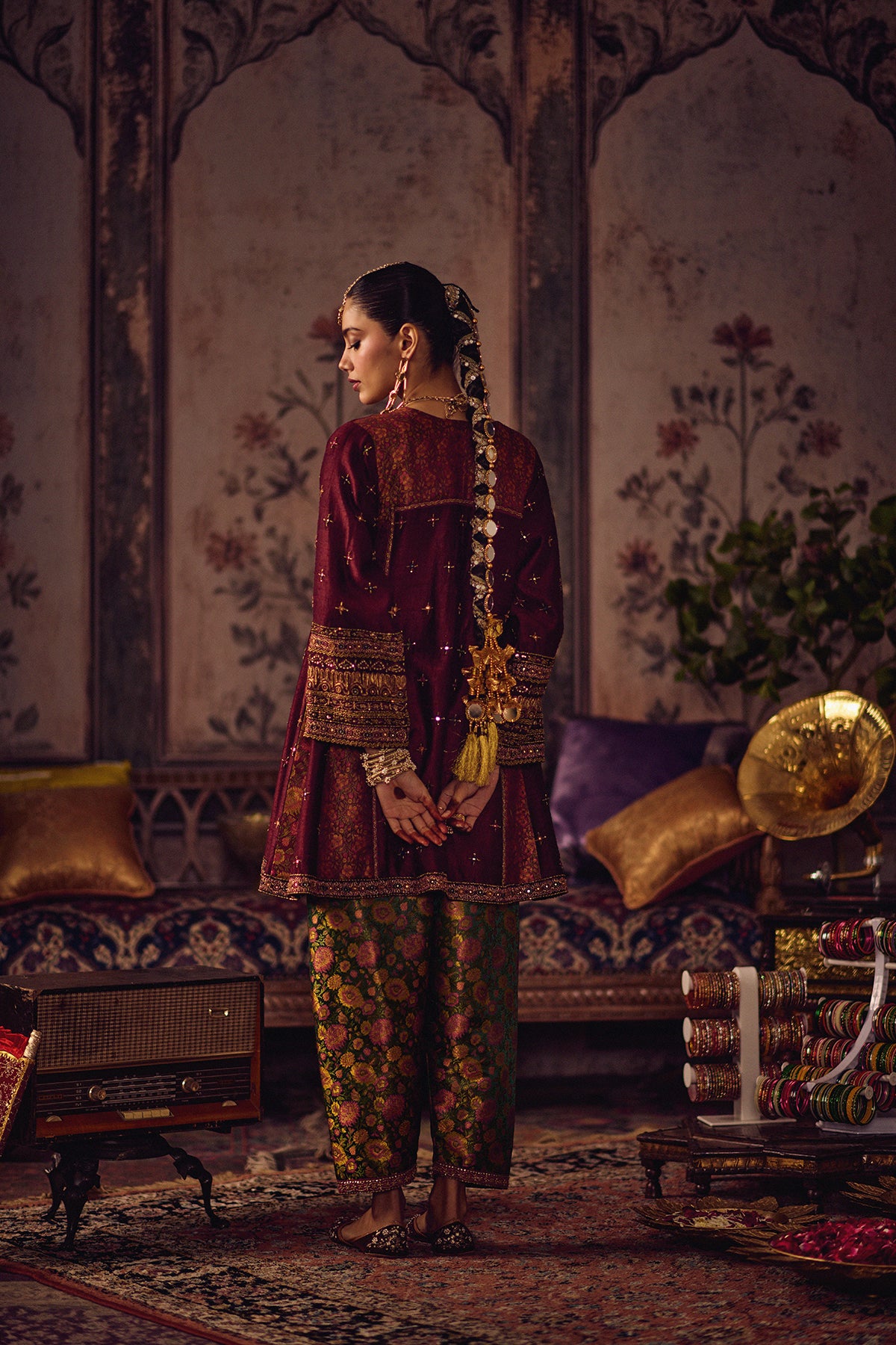 Virsa Mehroon Hara kurta set