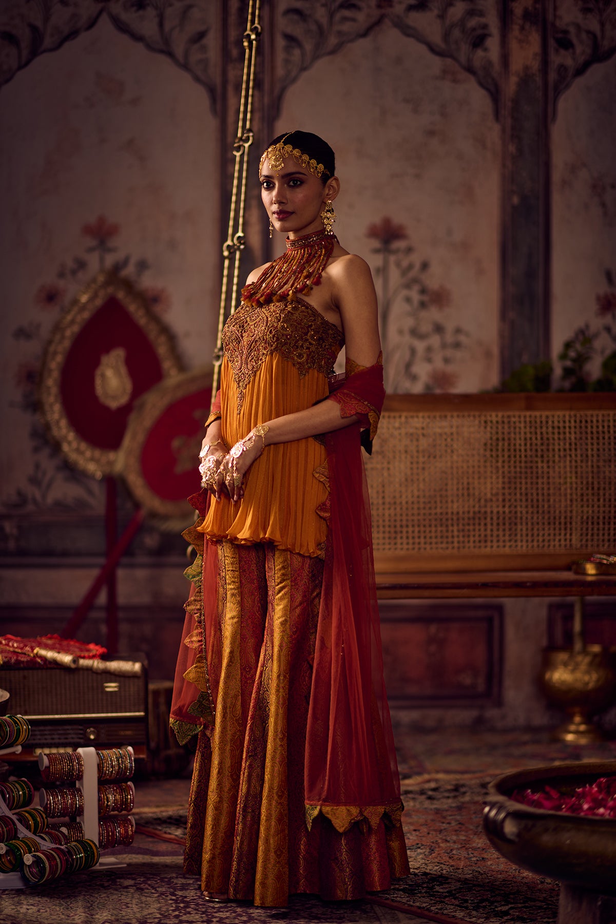 Kesariya Rang Peplum Tube Set