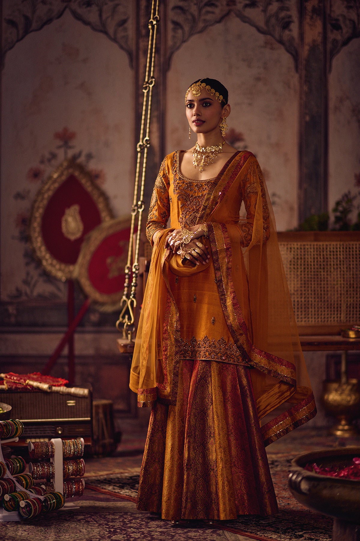 Zardozi Kesari Kurta sharara Set