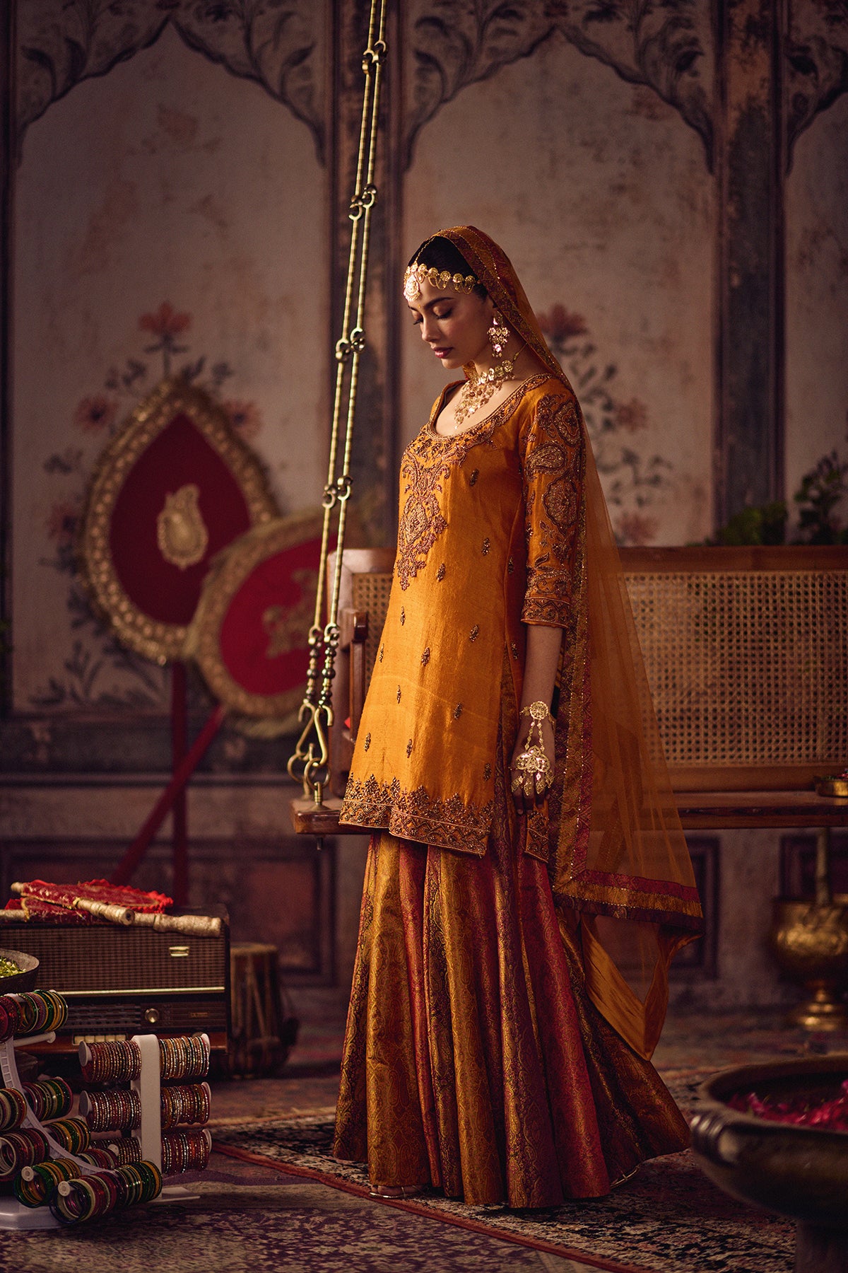 Zardozi Kesari Kurta sharara Set