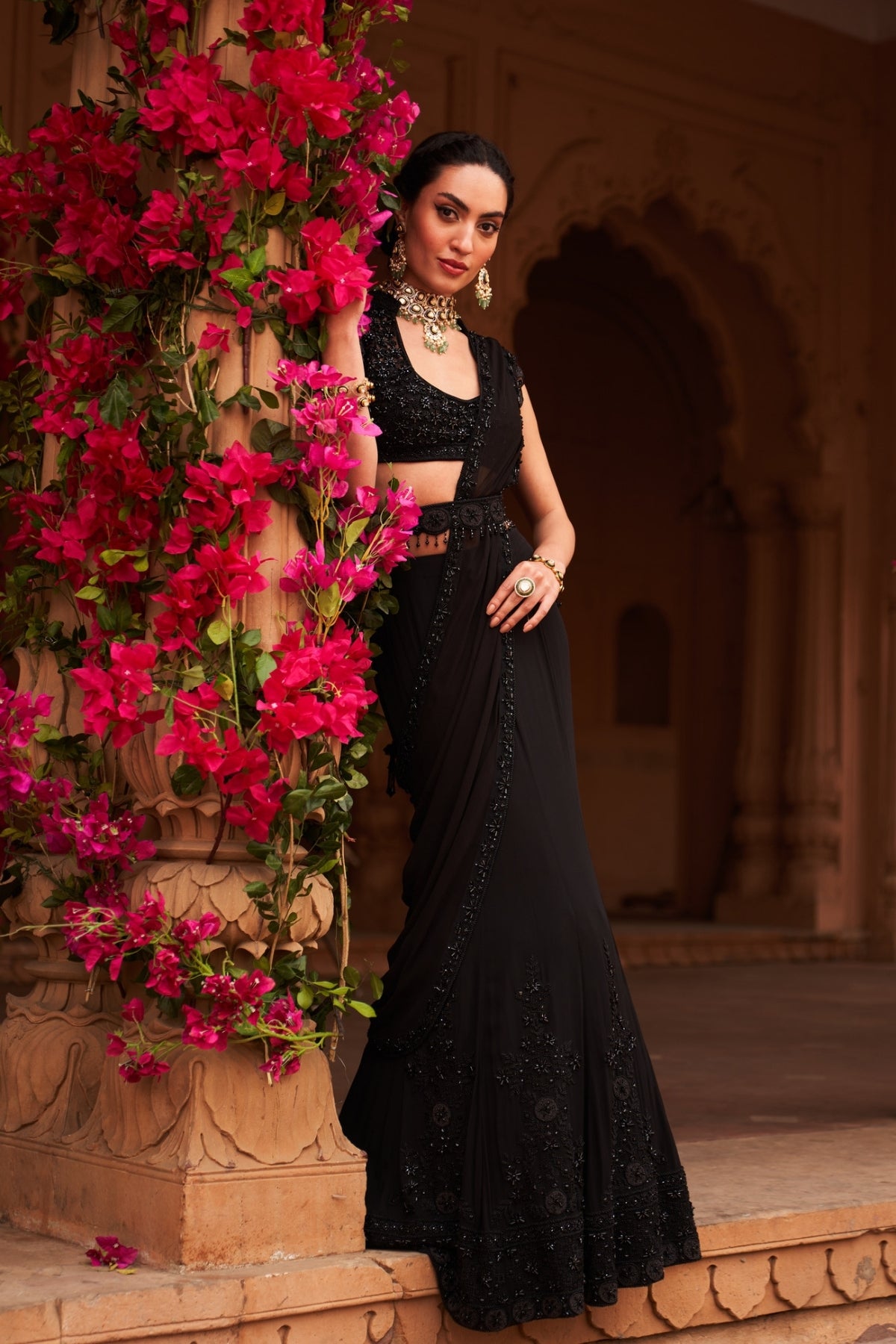 Syah drape saree set