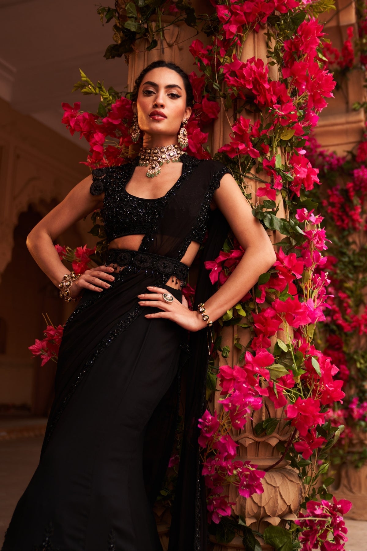 Syah drape saree set