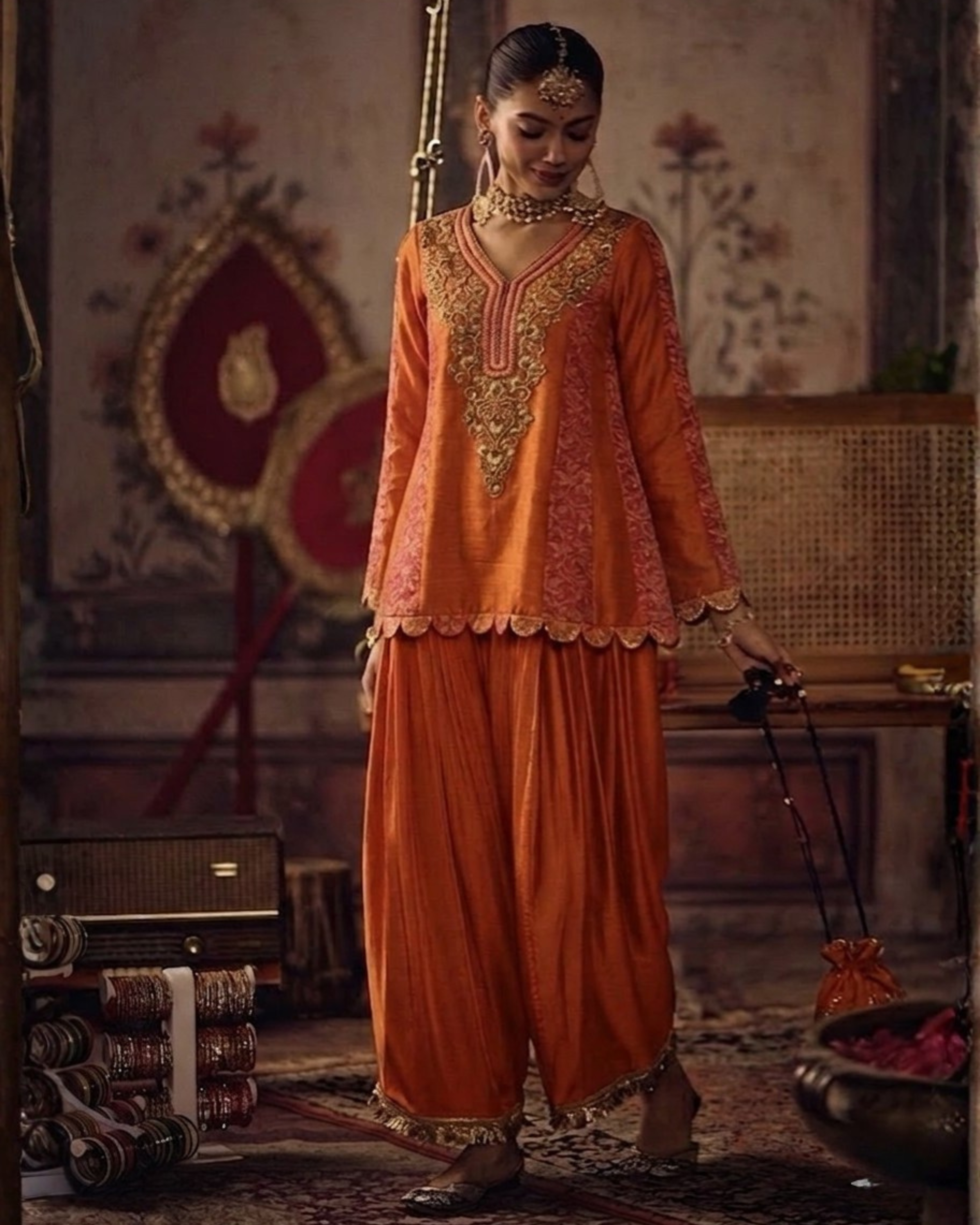 Narangi Khaab Peplum Set