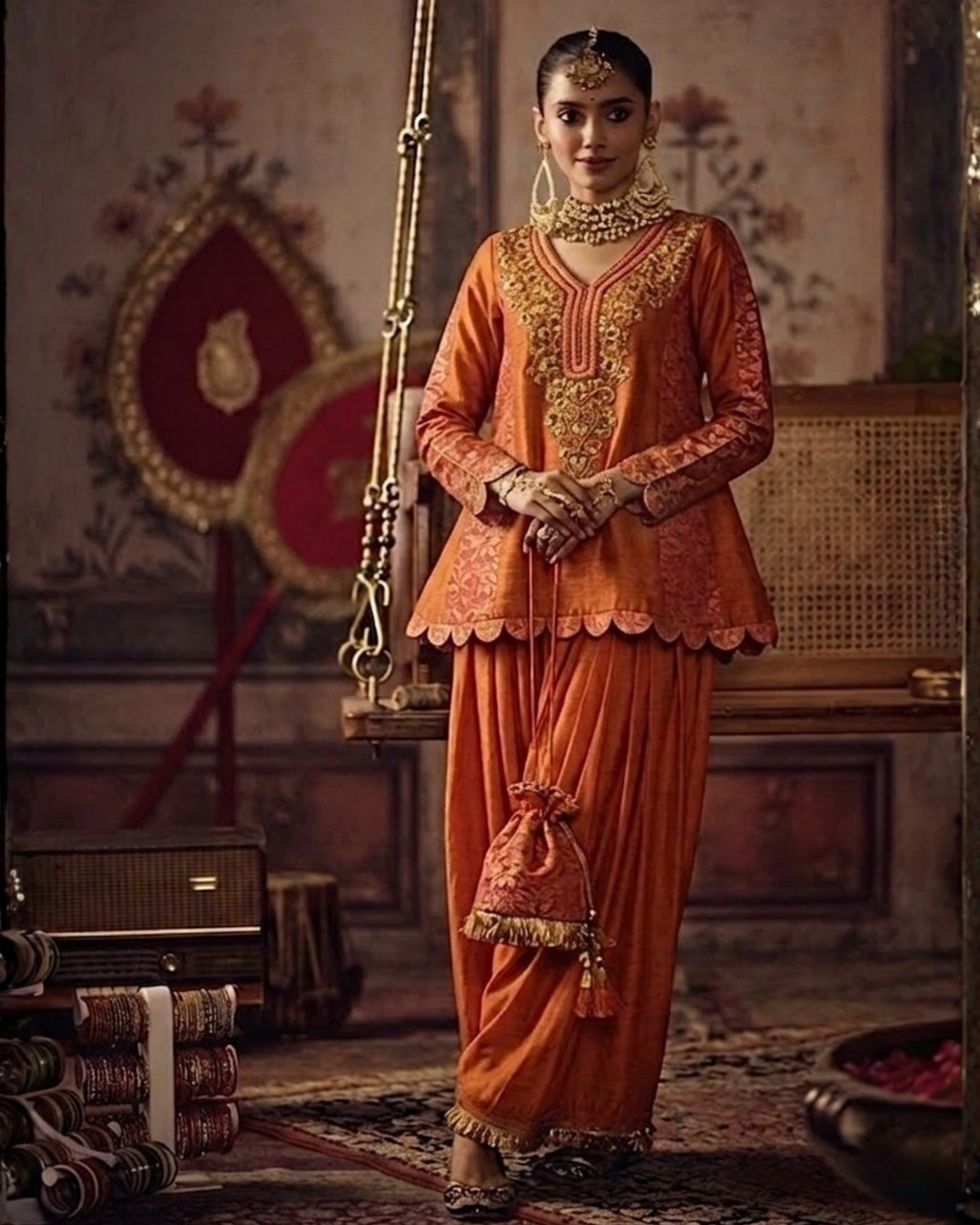 Narangi Khaab Peplum Set