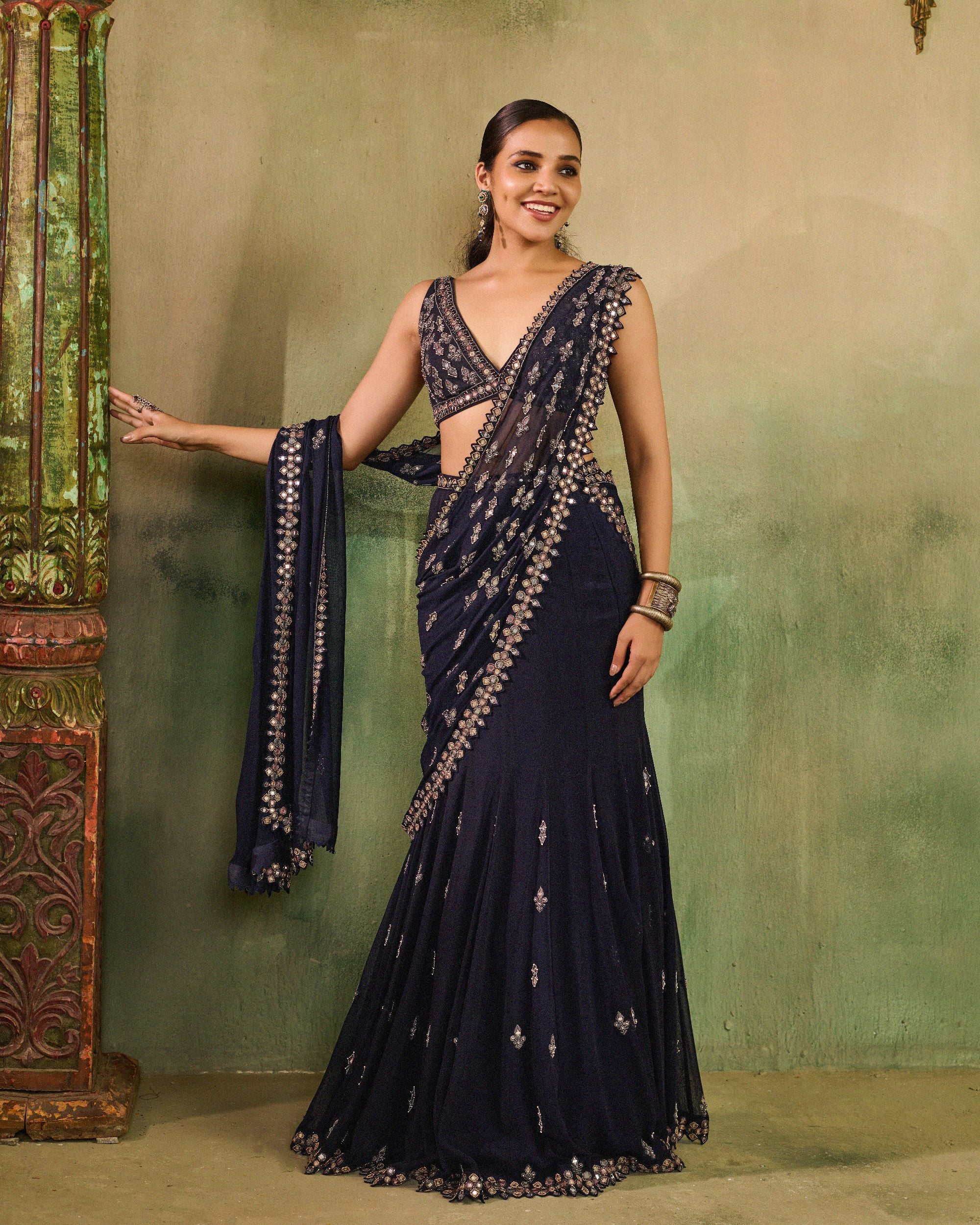 Shama Midnight Blue Lehenga Set
