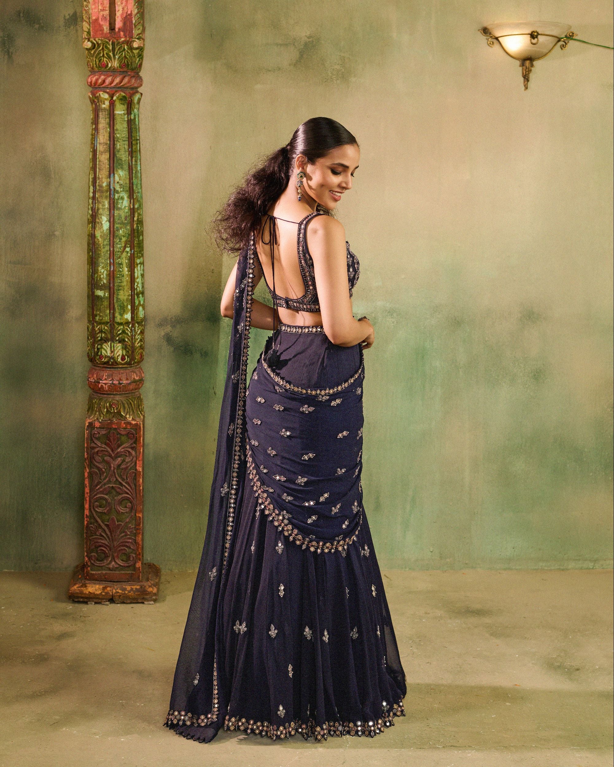 Shama Midnight Blue Lehenga Set
