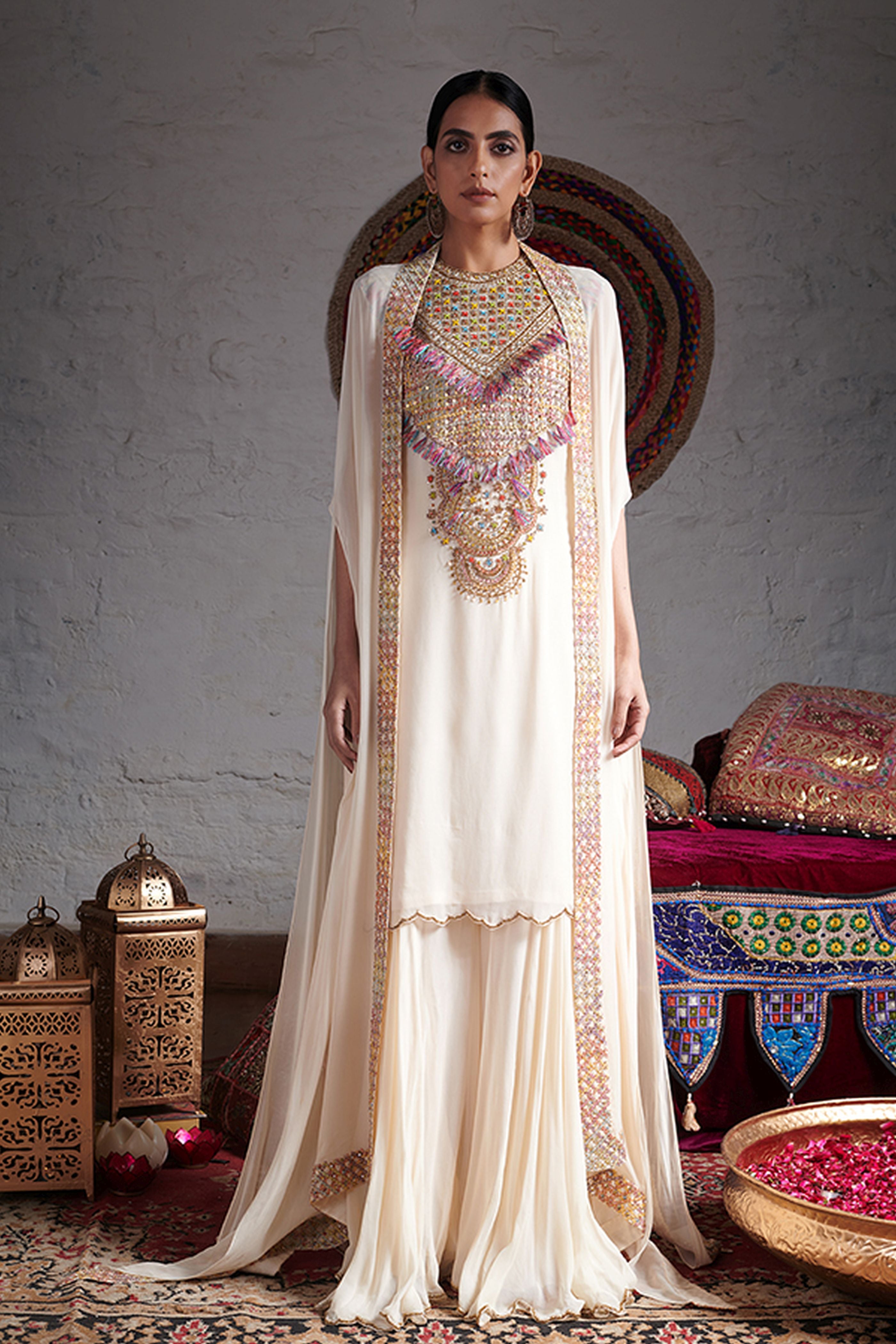 Kurta With Sharara Cape