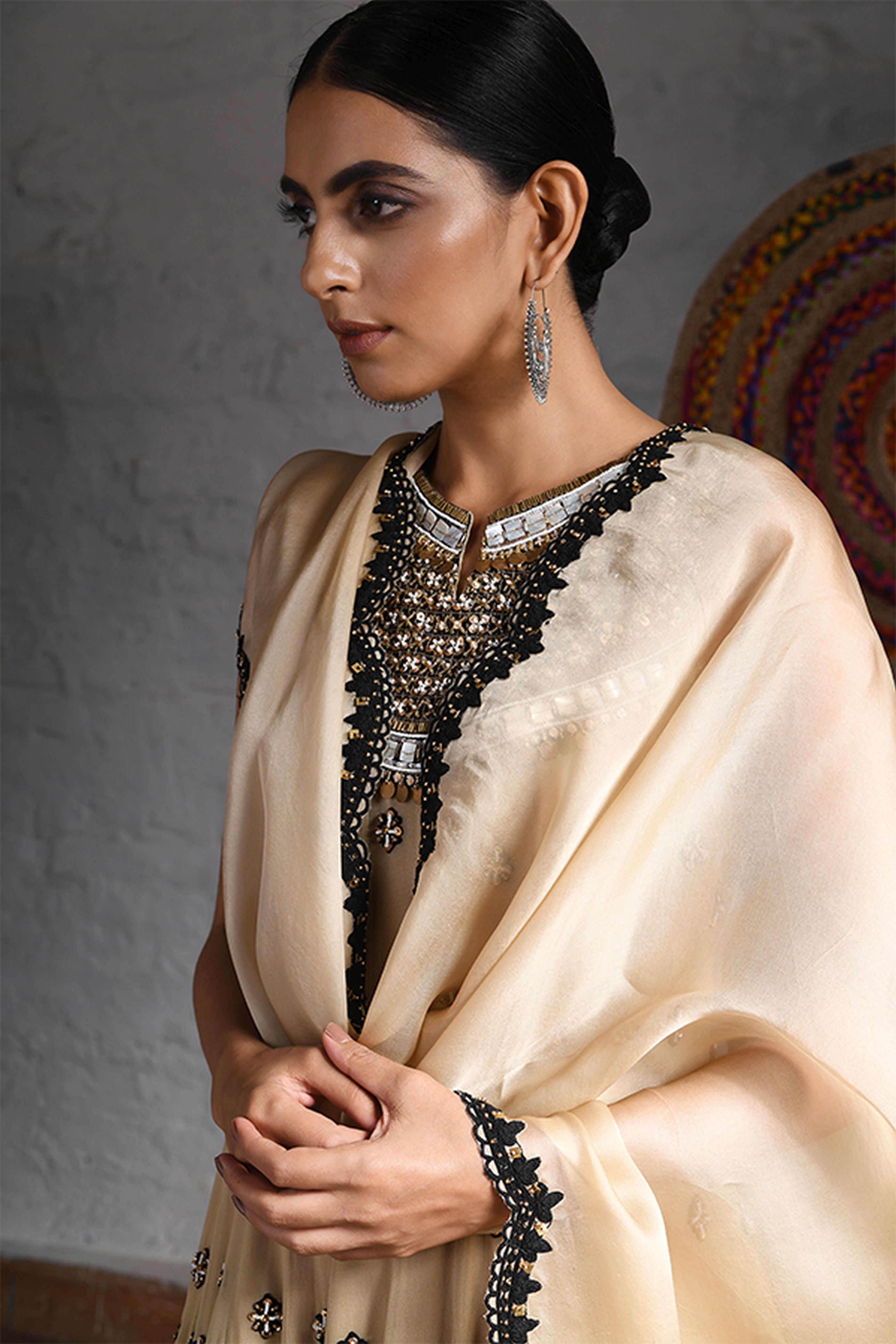 Short Anarkali With Sharara Dupatta