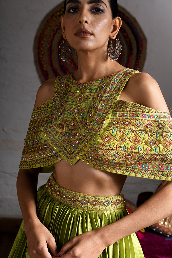 Butterfly Crop Top With Lehenga