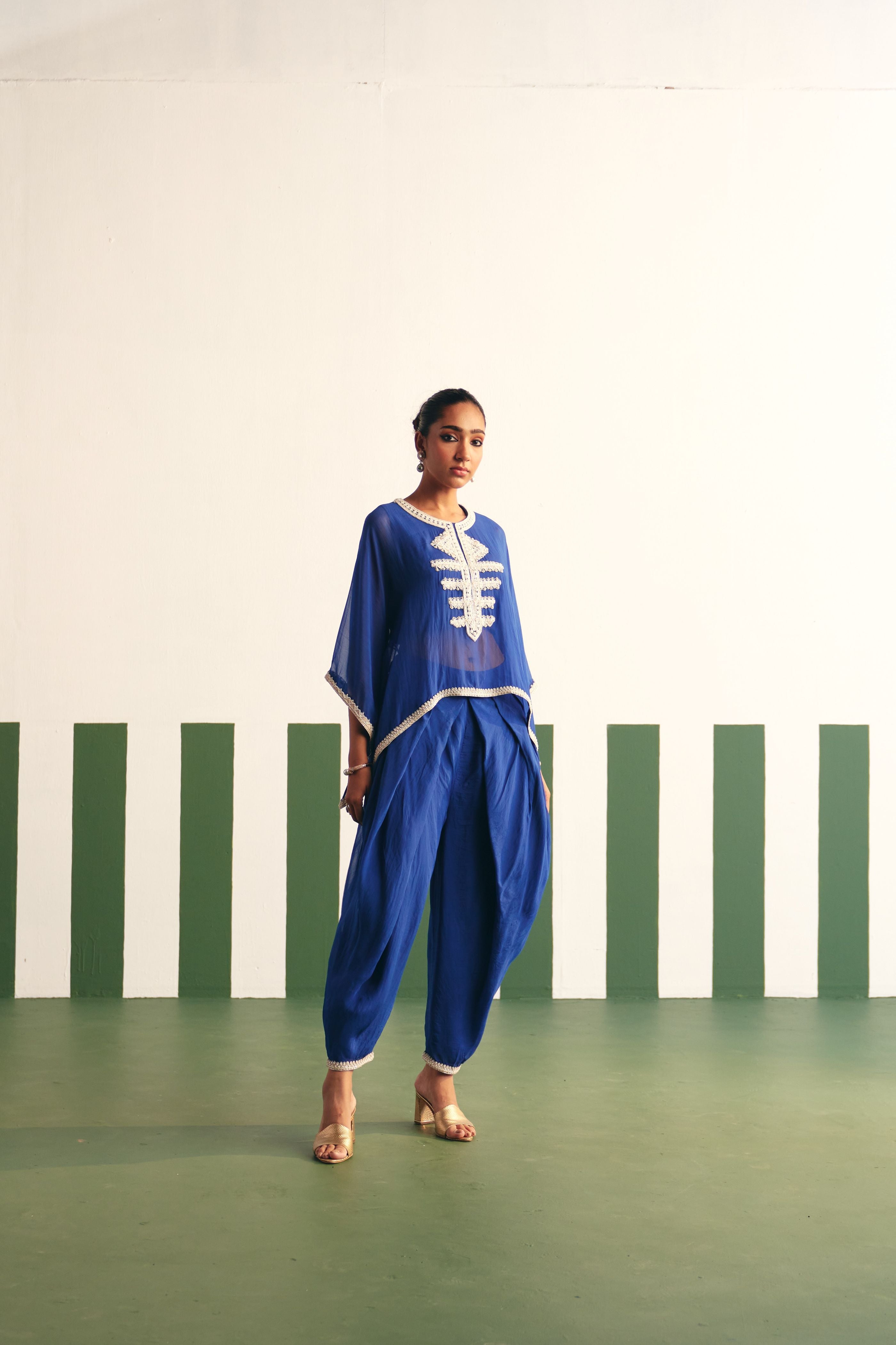 Mavis Blue Dhoti Set