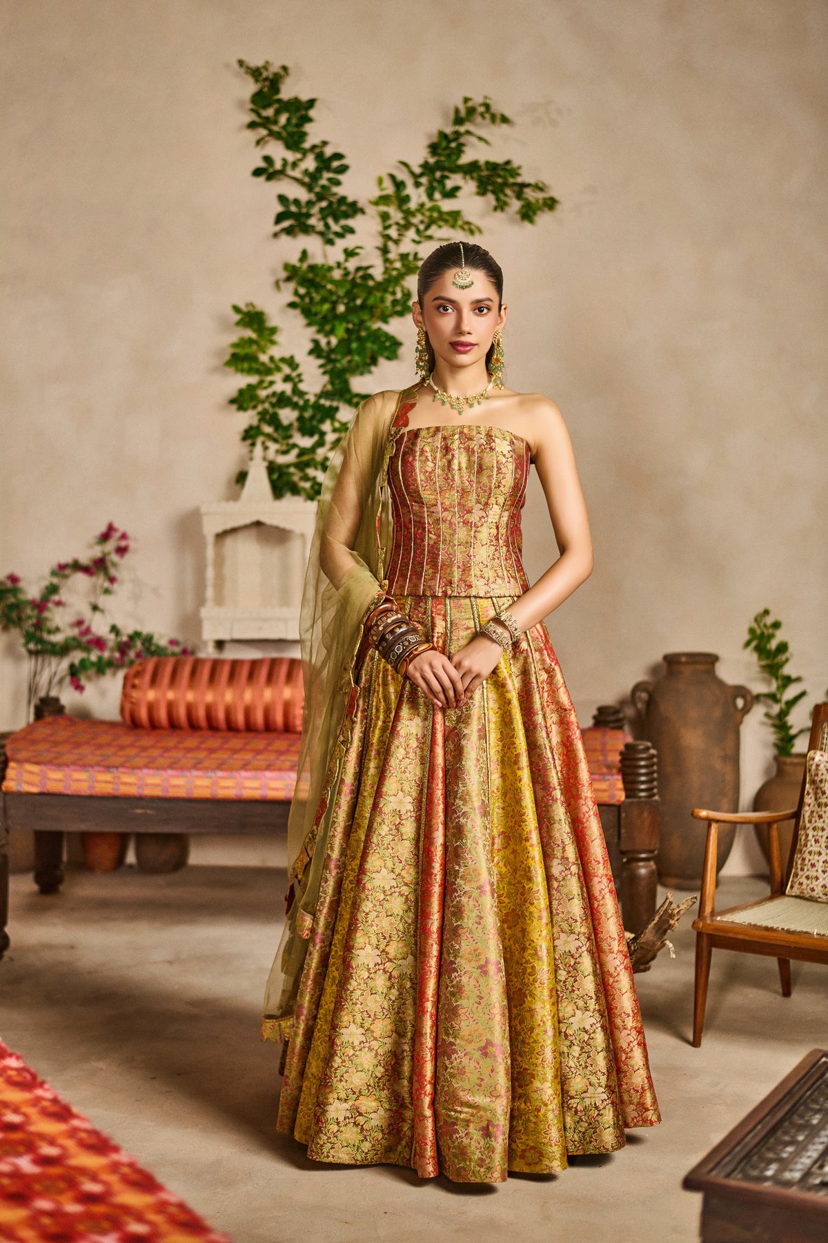 Virsa kali banarasi corset lehenga set
