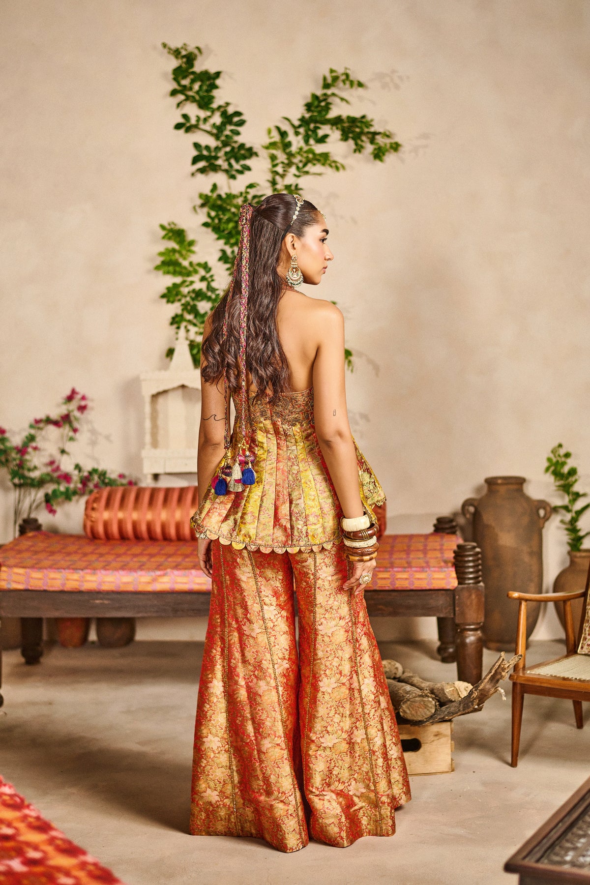 Virsa rang banarasi peplum kurta sharara set