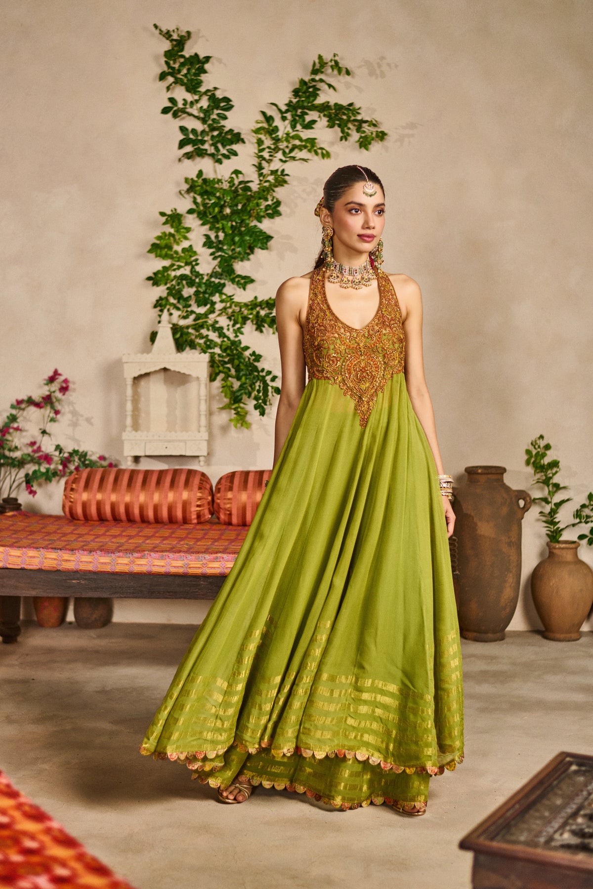 Dhani halter neck anarkali set