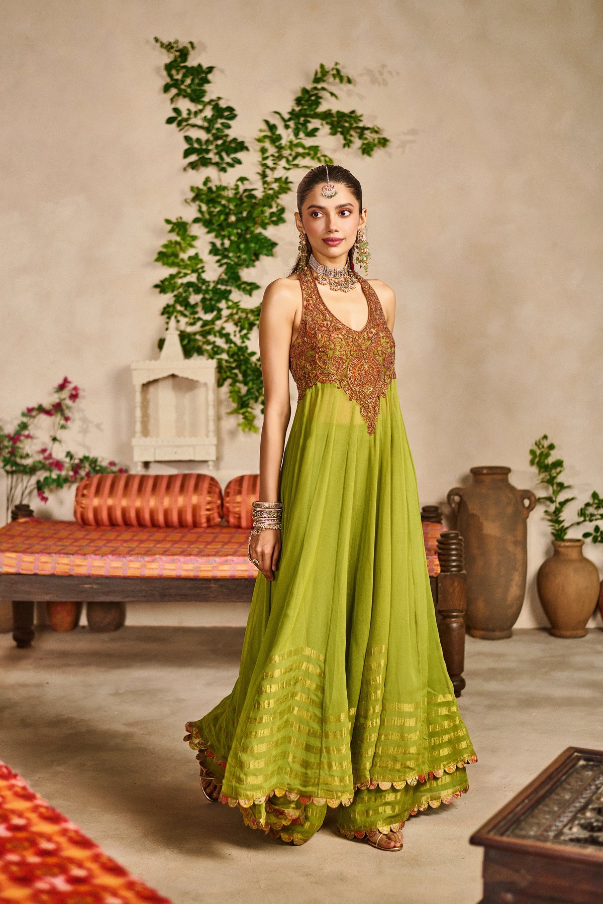 Dhani halter neck anarkali set